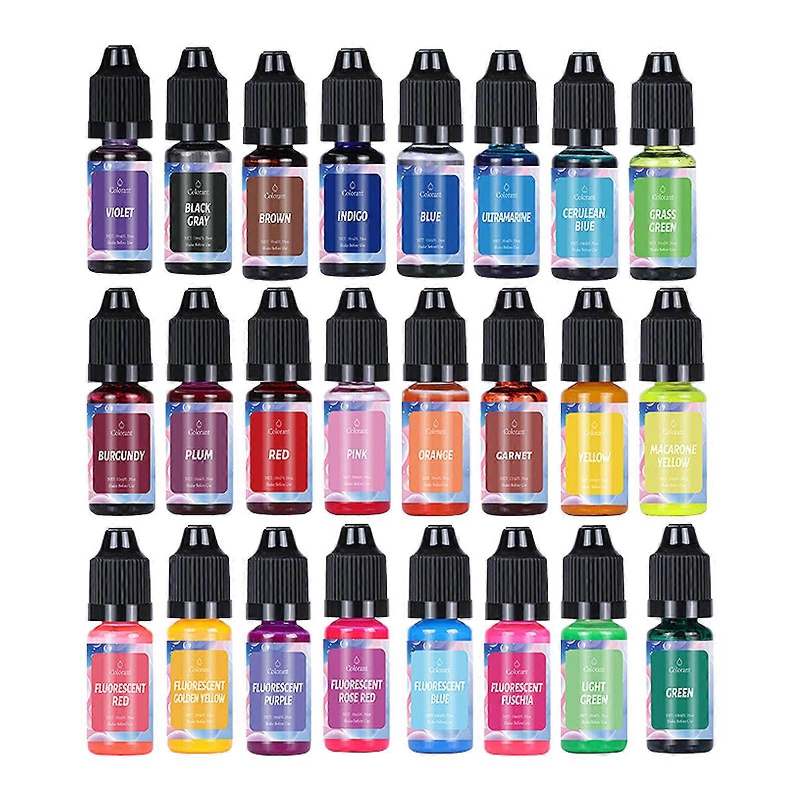 Concentré de couleur de bougie liquide - 24 couleurs vives pour la fabrication de bougies de bricolage - Fournitures de teinture de bougie non toxiques et faciles à utiliser