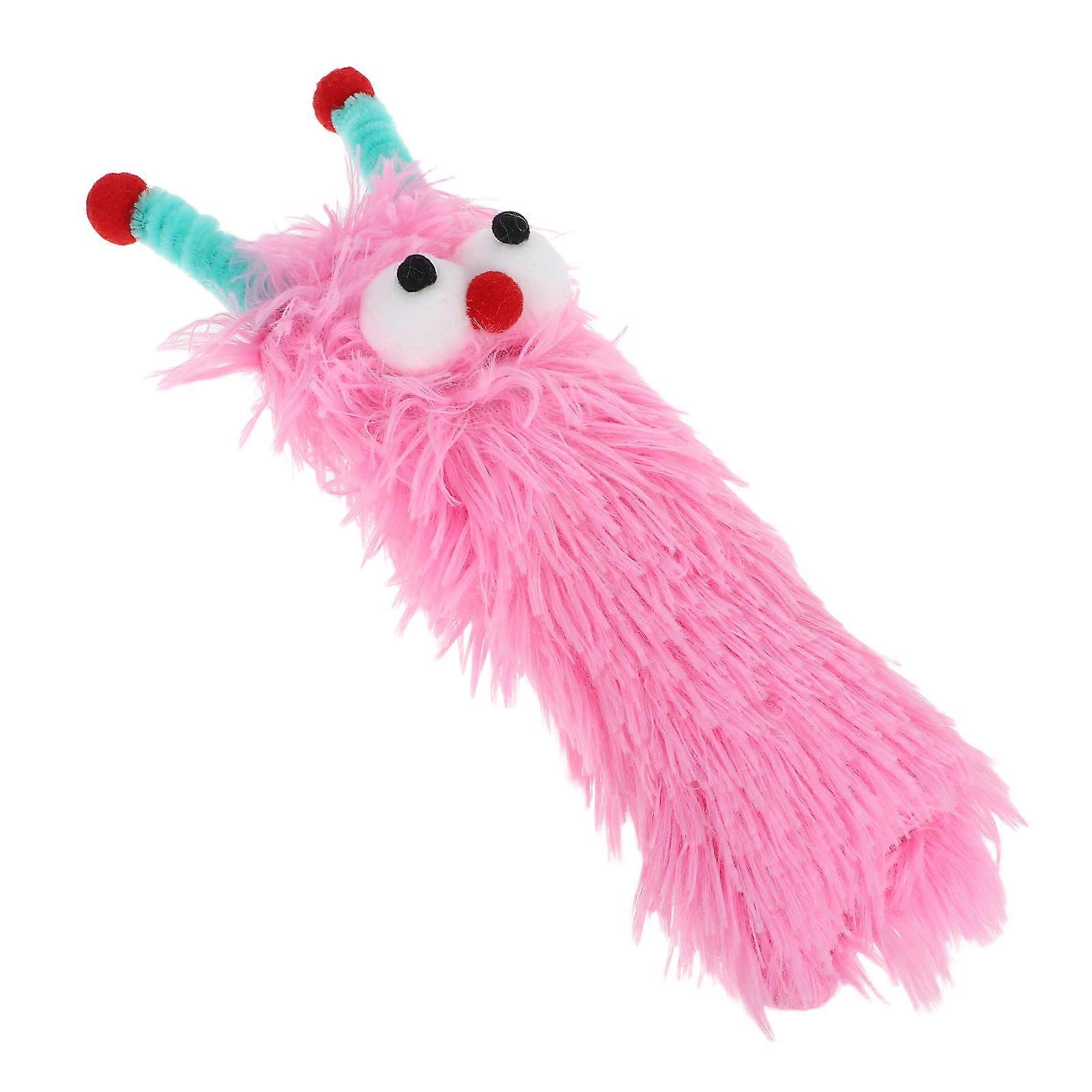 Cat Toy Catnip Caterpillar Plush Pillow Toy Indoor Playtime Promotes Exercise Pink 28.5x11.5x6cm 1Pcs