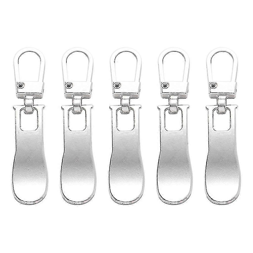 5pcs Silver Wavy Zipper Pull Replacement Repair Tab Handle Fixer