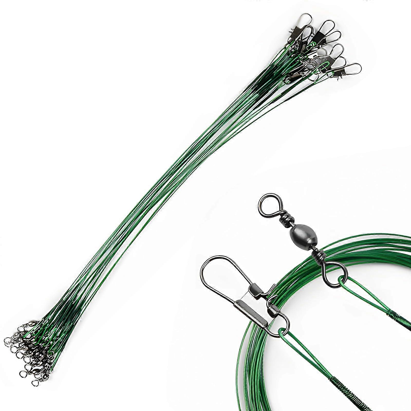 20 Steel Fishing Leaders with Snap Swivels, Tangle-Free 25.4cm Quick Change Rigs with Locking Mechanism for Bait Fishing
