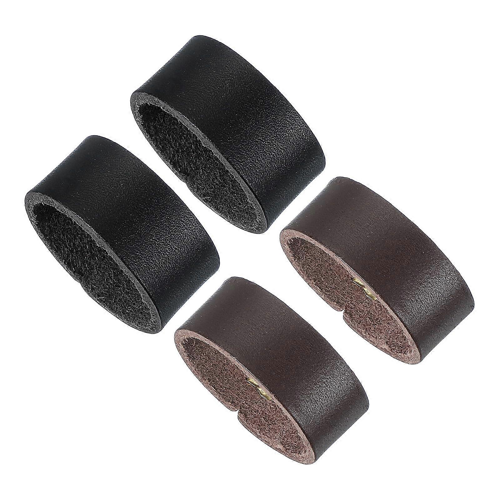 Leather Loop Keeper, 4 Pieces Leather Belt Loop Keepers Loop Bands Replacement for 1.3 Inch Wide Belts/Bands, Black/Coffee Color