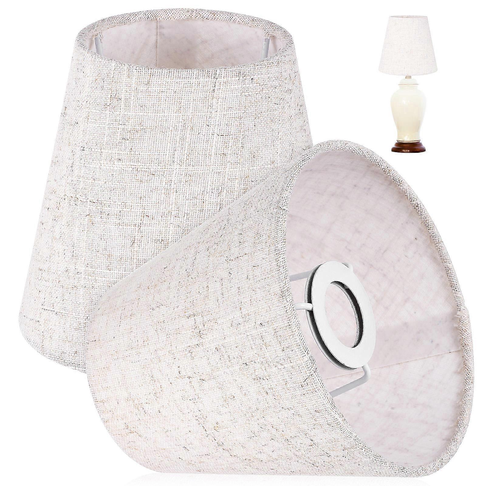 Table Lamp Shade Fabric Lampshade Light Diffusion 2Pcs Grey Color Round Shape Decorative Effect Study
