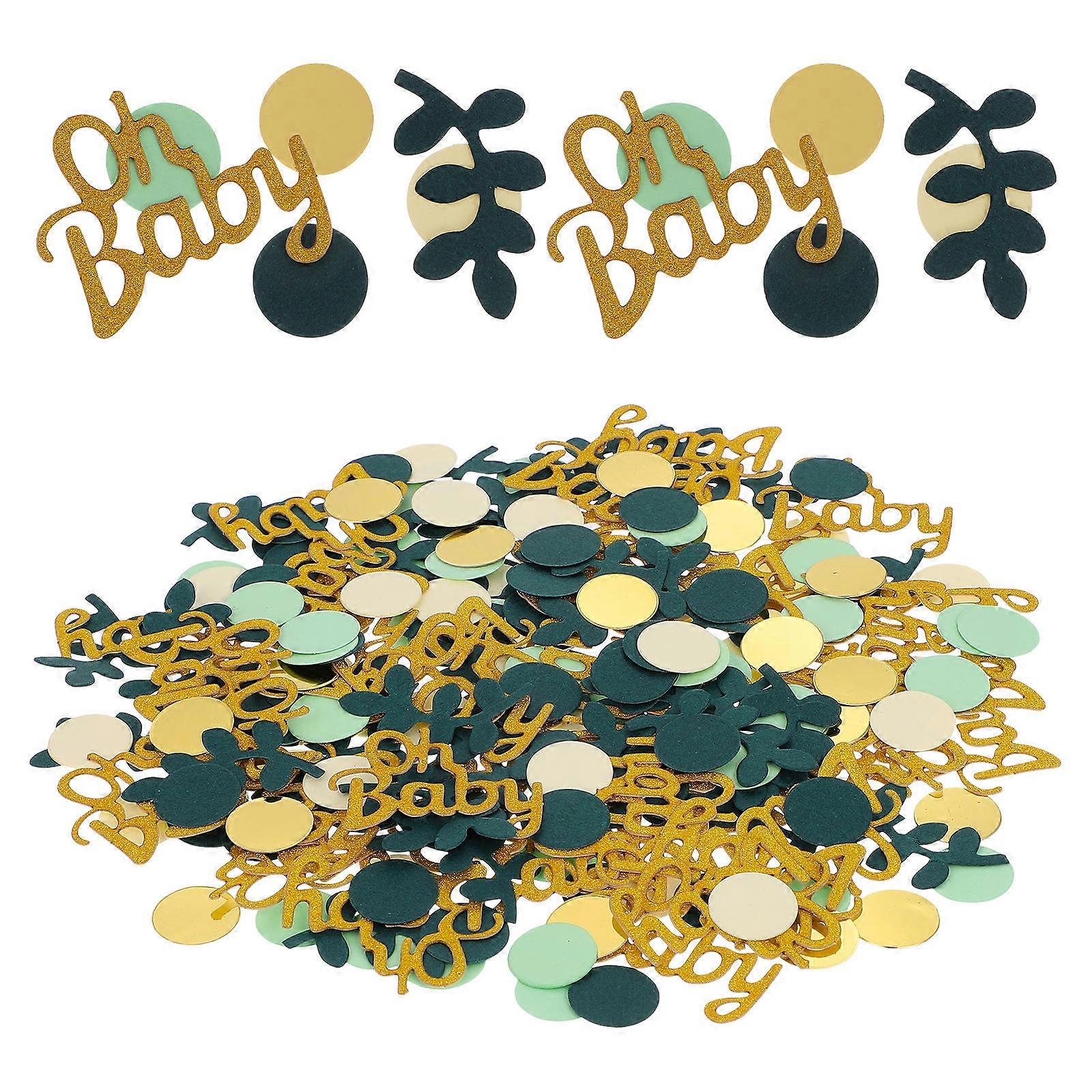 Confetti Circles Baby Shower Party Table Scatter Cake Decoration Assorted Color Leaf Letter Circle Shapes 2 Sets