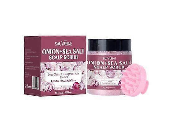 2-in-1 Onion Scalp Scrub & Exfoliator Shampoo - Sea Salt Hair Treatment with Biotin & Tea Tree - Clarify Build-Up, Promote Growth & Balance Scalp - 10