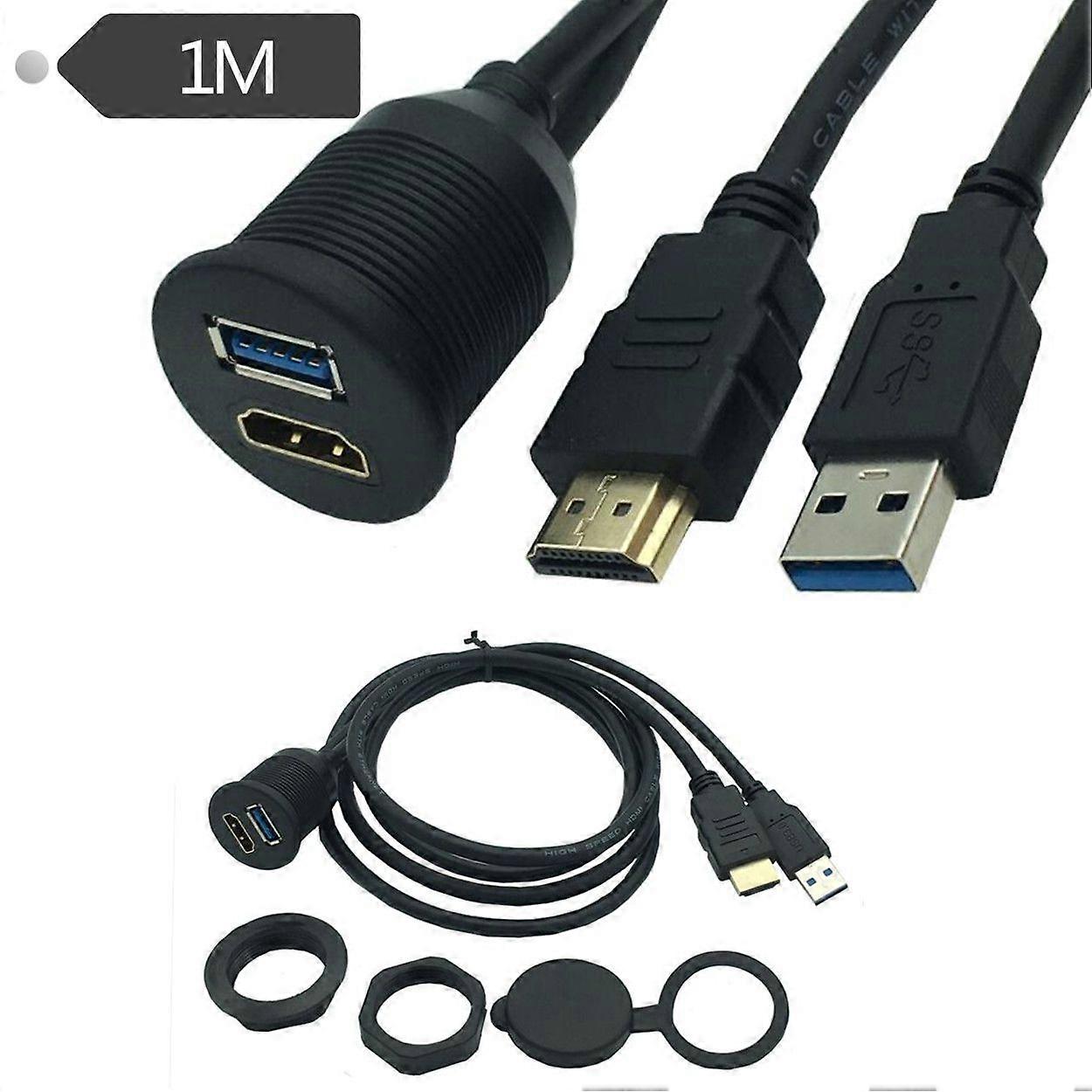 High-definition HDMI USB3.0 car panel cable USB car waterproof cable HDMI USB extension cable