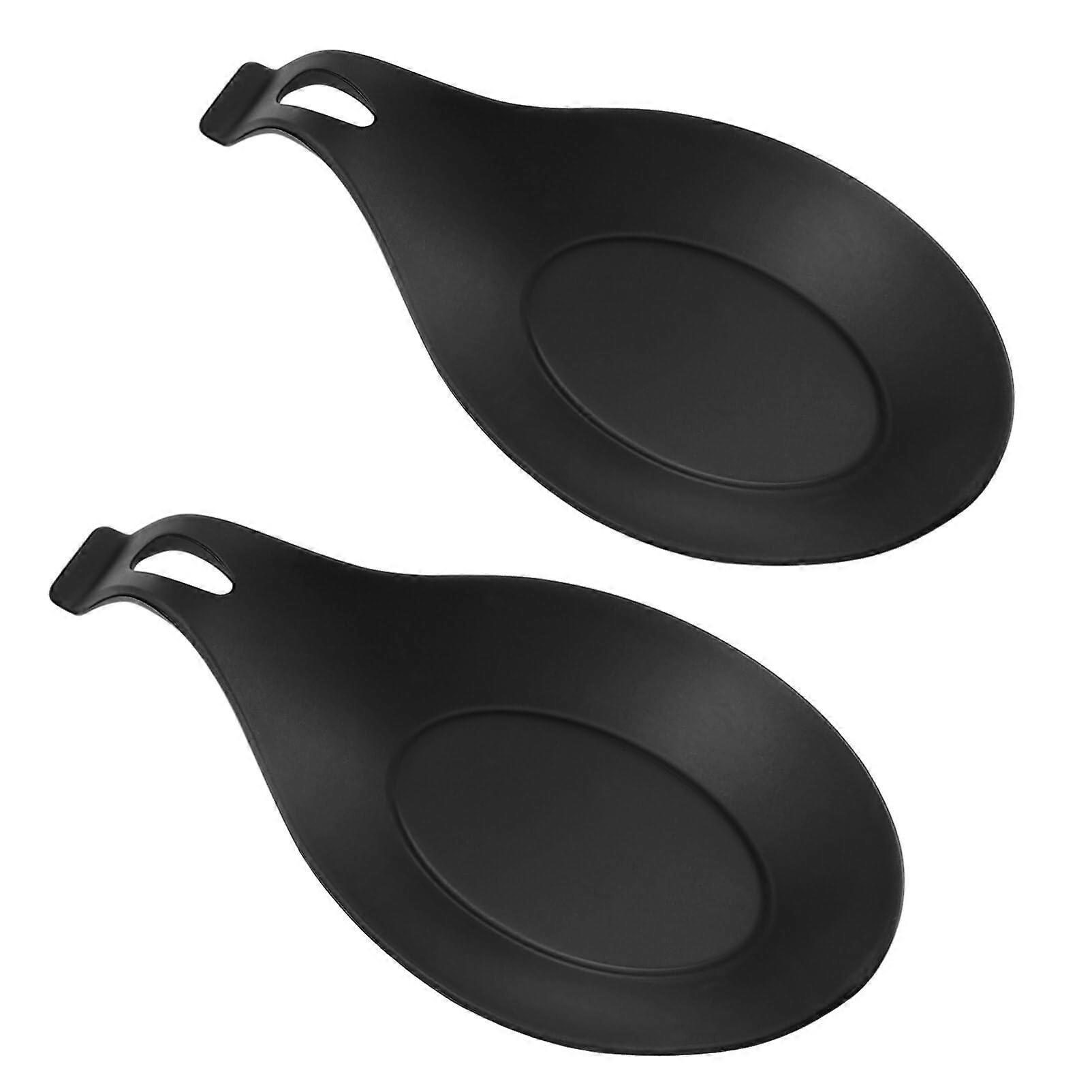 Pack of 2 Silicone Spoon Rest Heat Resistant Black