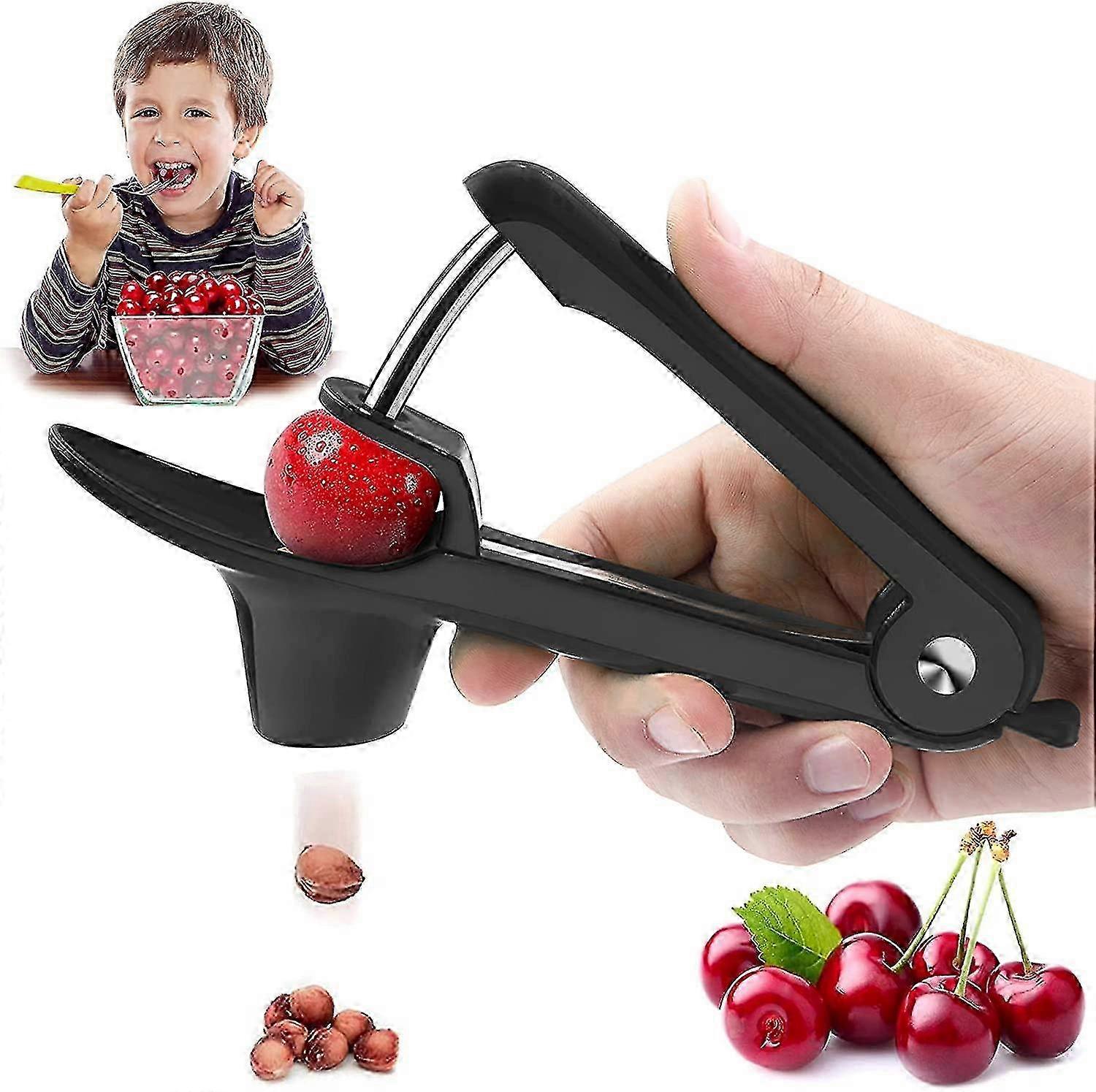 Cherry Pitter, Cherry Seed Remover Tool with Space-saving Lock Design, Multi-function Fruit Pit Remover