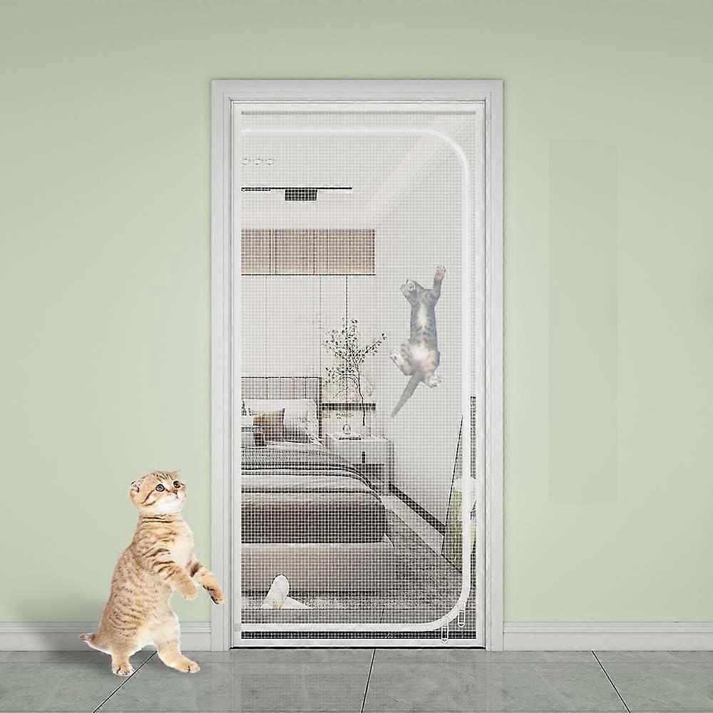 Custom Sizes Fly Screen Door with Zipper, SelfAdhesive Cat Pet Barrier, TearResistant AntiEscape Net for Cats and Birds, Insulation Mesh