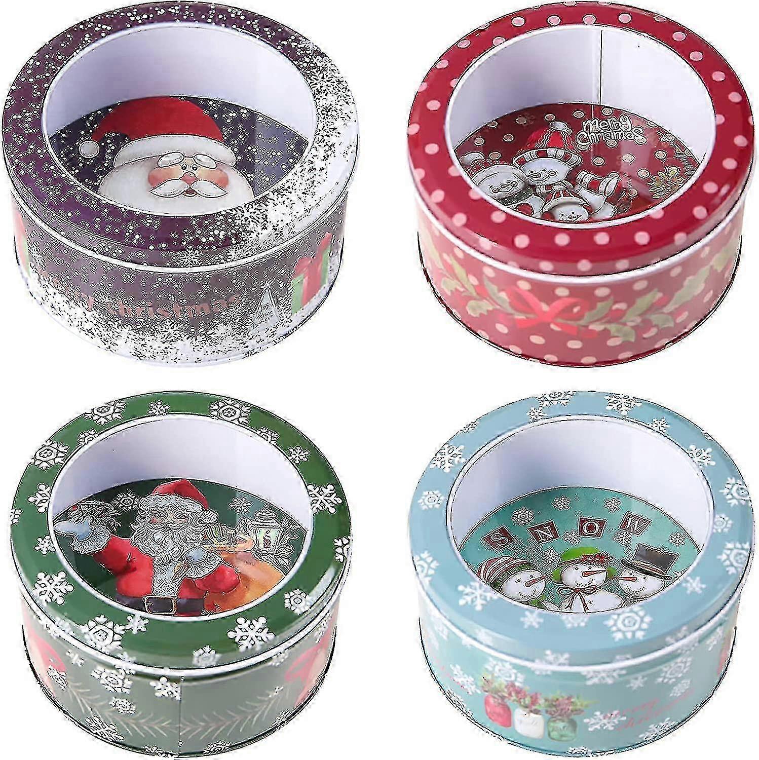 2025 4 Pieces Tin Box Empty Box With Window Round Candy