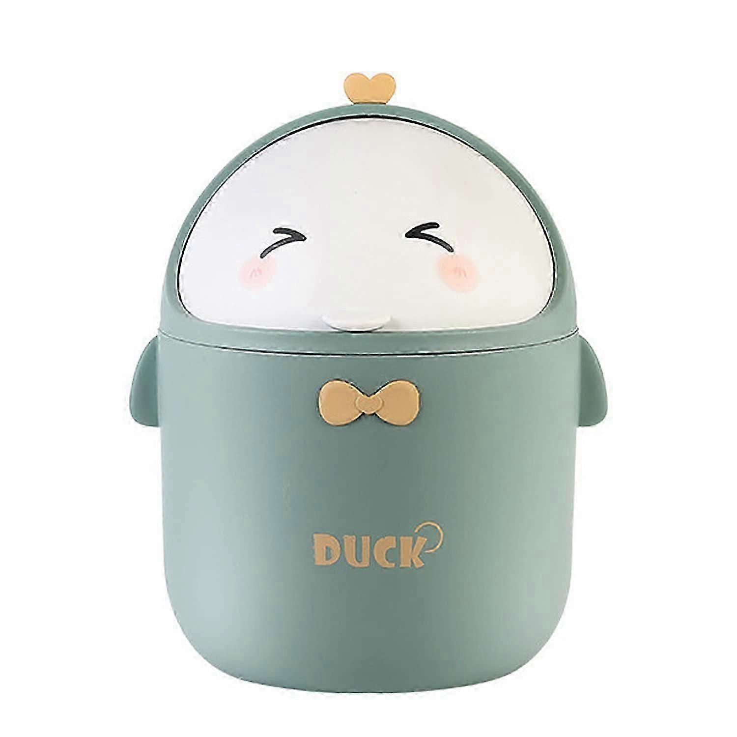 Mini Desktop Trash Can with Lid - Cute Cartoon Office & Bathroom Bin