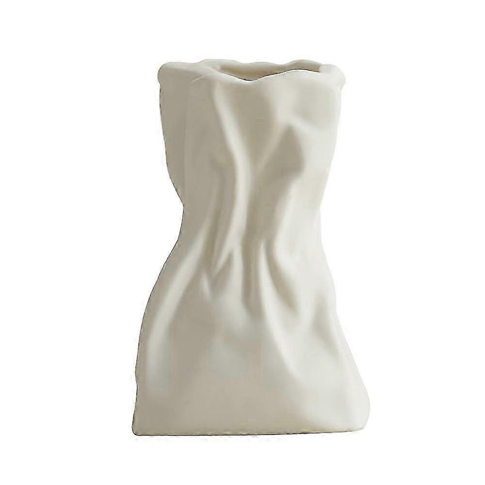 Boho Matte Ceramic Vase with Unique Ribbed Design for Flower Arrangements and Room Decoration