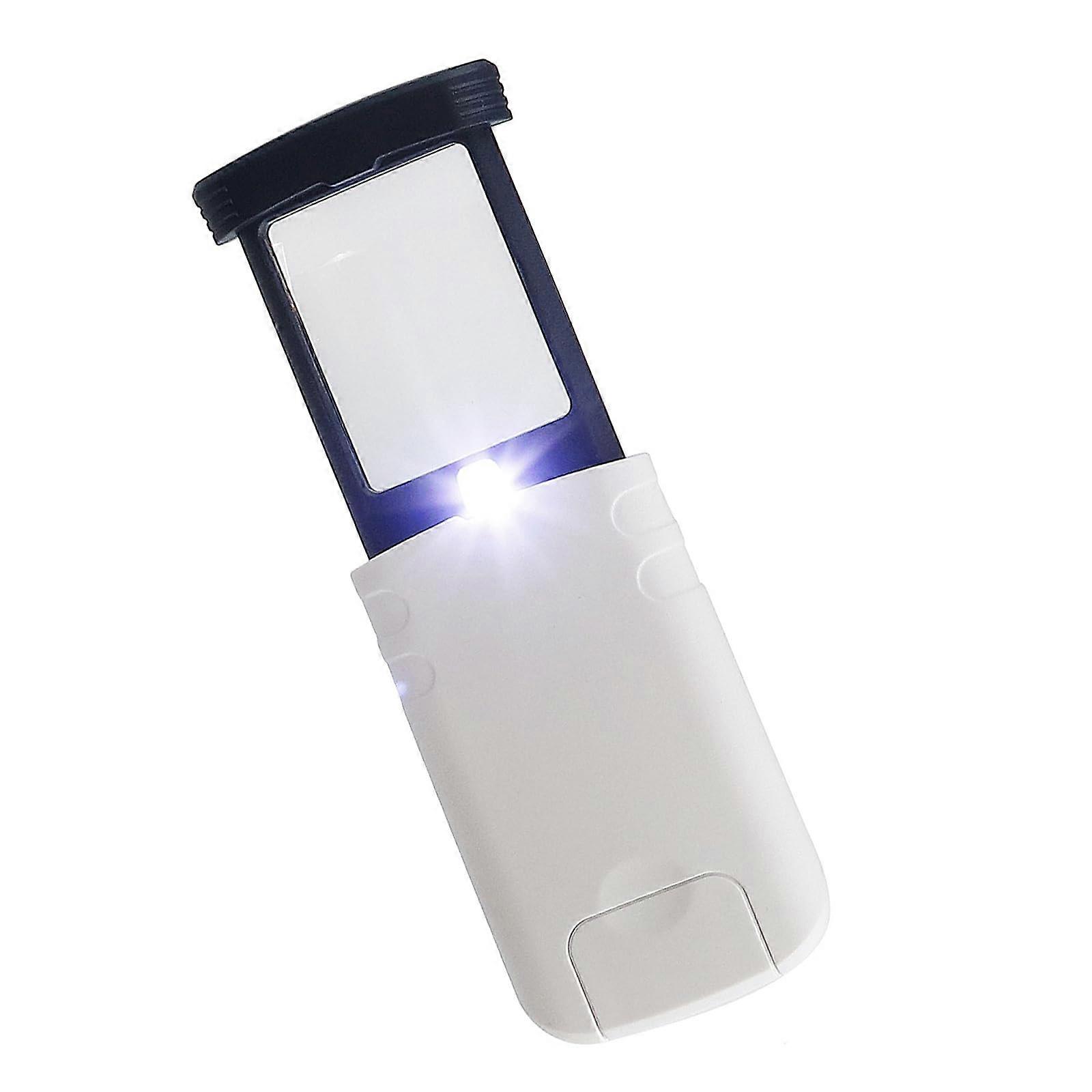 4x Extendable Pocket Magnifier with LED Light  Portable Handheld Magnifier with Sliding Case for Reading, Jewelry, Coins and Stamps  White