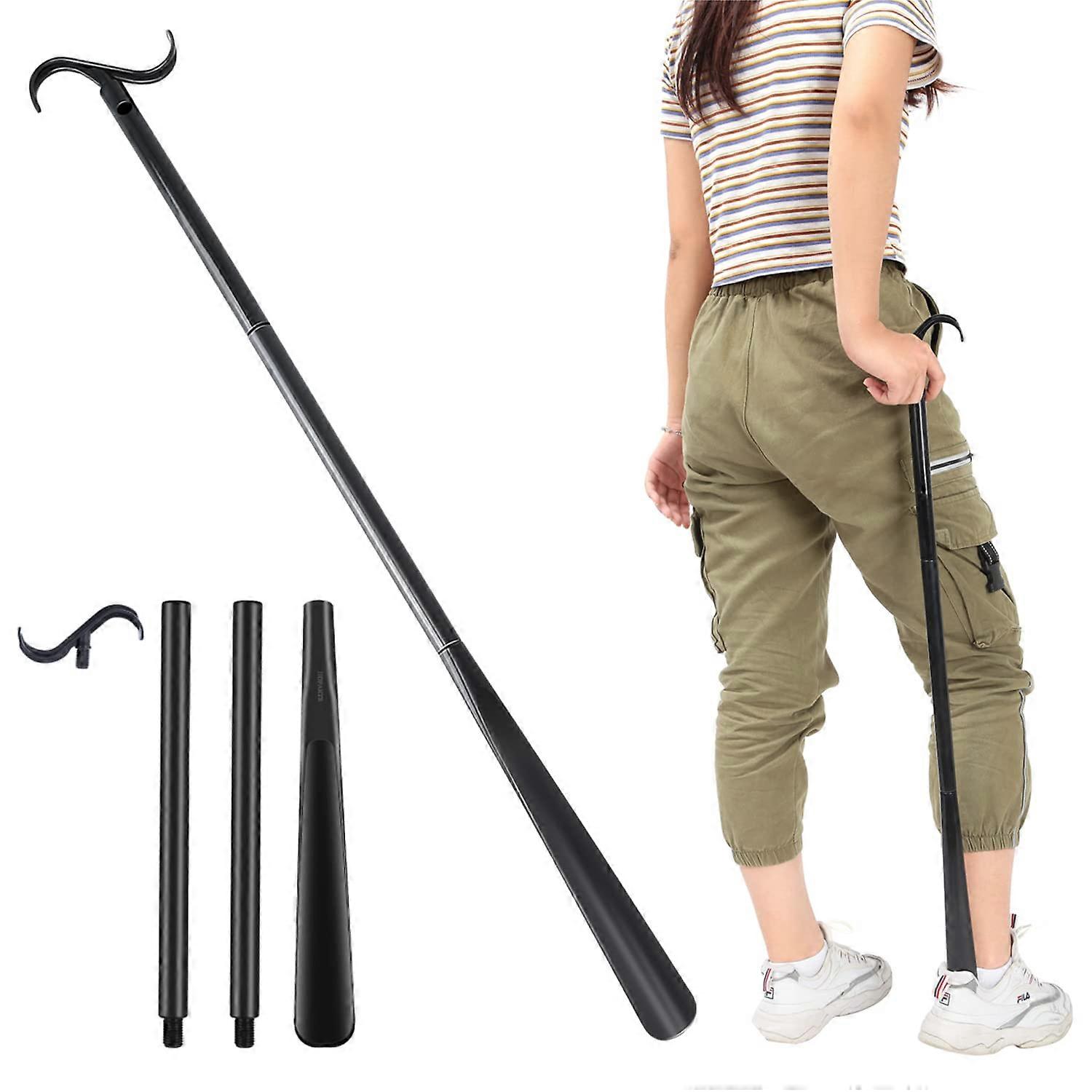 33" Long Dressing Stick with Shoe Horn and Sock Removal Tool, Adjustable Dressing Aid for Shoes, Socks, Shirts, Trousers