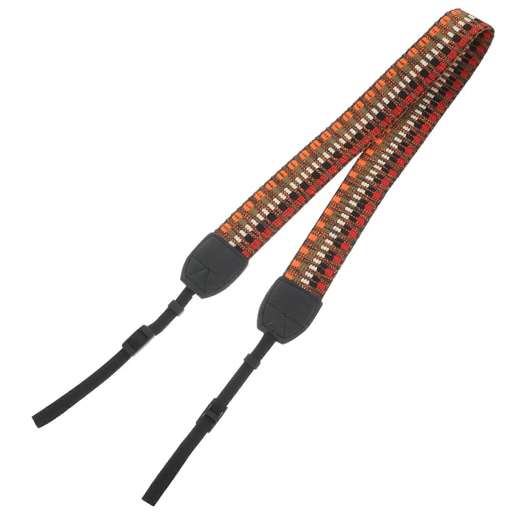 Retro Style Camera Strap With Wide Adjustable Shoulder Pad For Photographers Ergonomic Design In Orange For Comfort