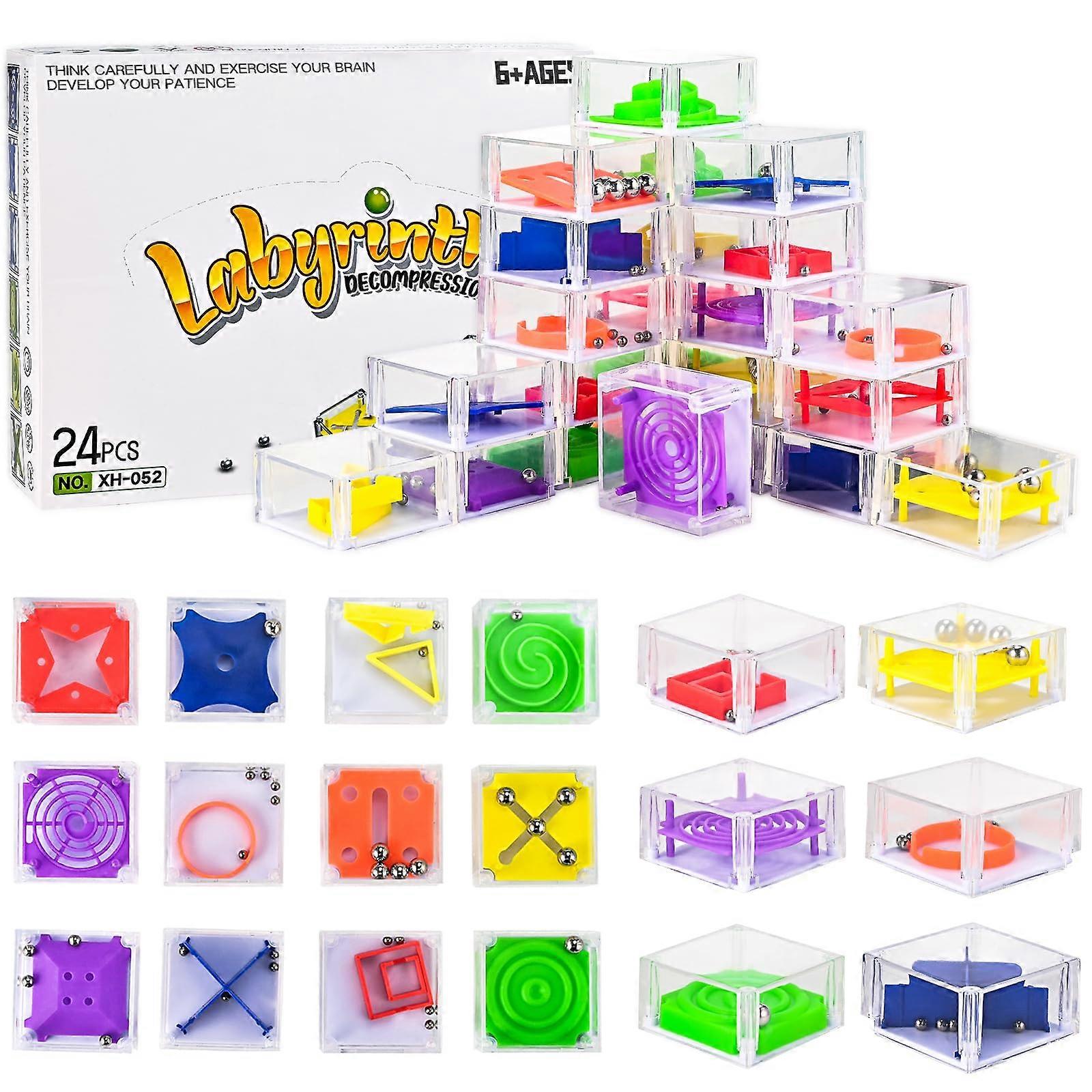 Pack of 24 Patience Games for Kids Ages 3-9, Mini Puzzle Balls, Skill and Thinking Games for Parties and Giveaways