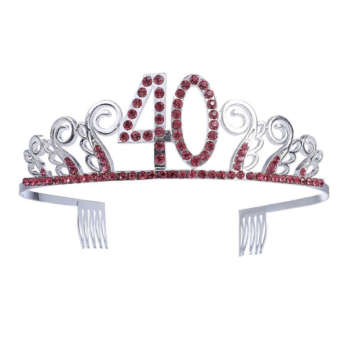 Rhinestone tiara Crown for Hair Decoration with Crystal Red Rhinestones and Combs Design One Size Fits Most