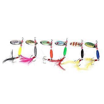 6pcs Set of Metal Spinner Fishing Lures with Sequins - Hard Artificial Hooks for Freshwater & Saltwater Fishing