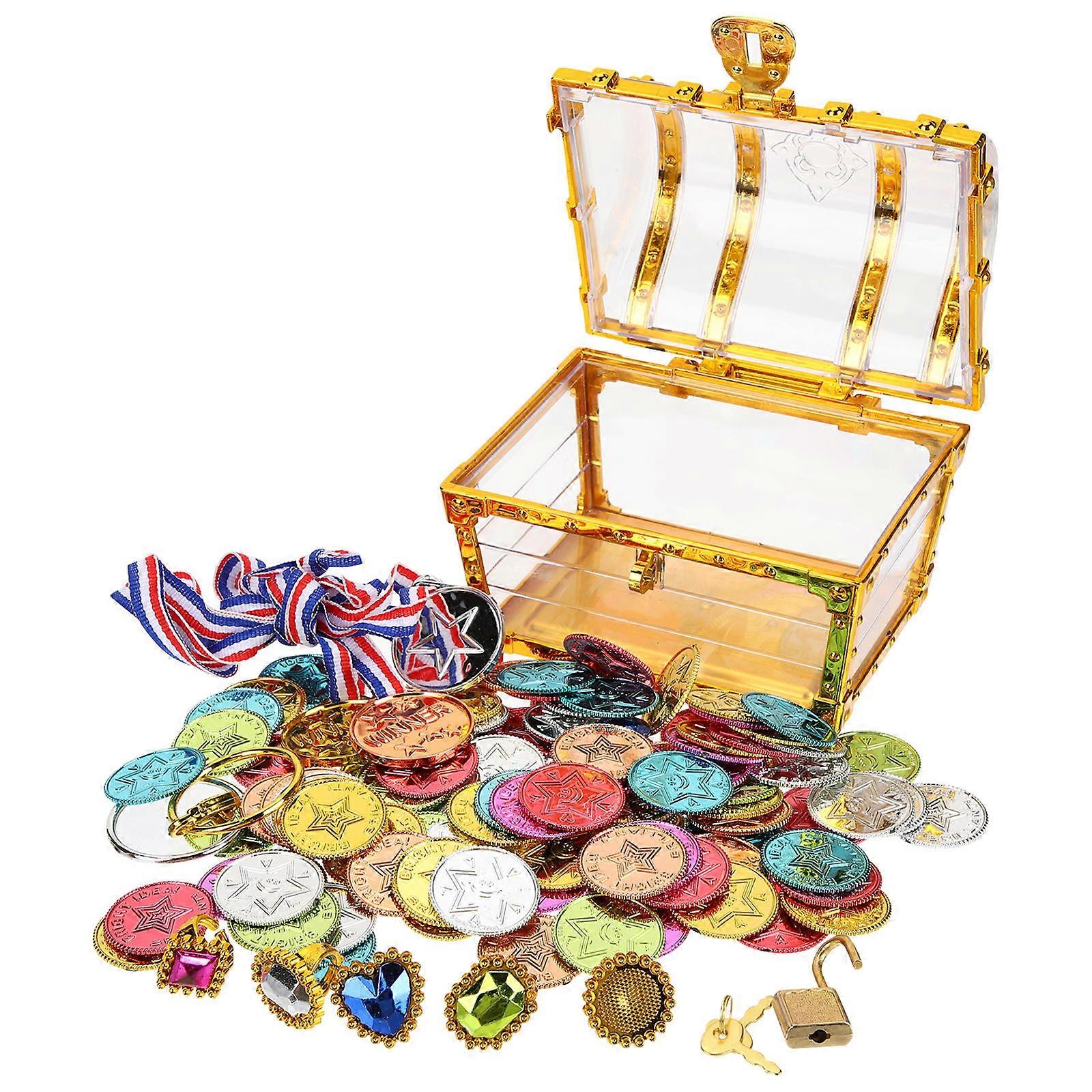 Pirate Treasure Chest Set with Accessories for Role Play, Parties & Themed Events – Includes Jewels and Decorations