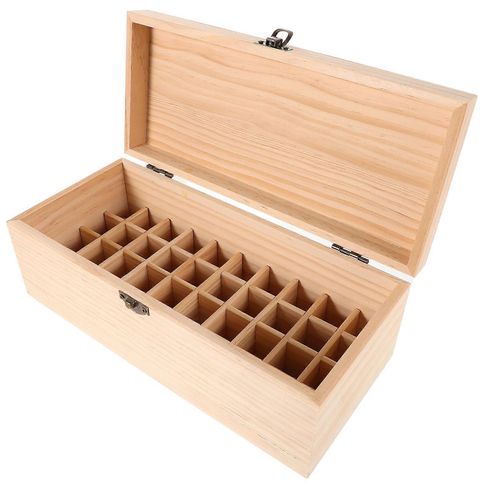 Wooden Storage Tray with 40 Grids for Essential Oil Bottles Perfume and Nail Polish Multi Color