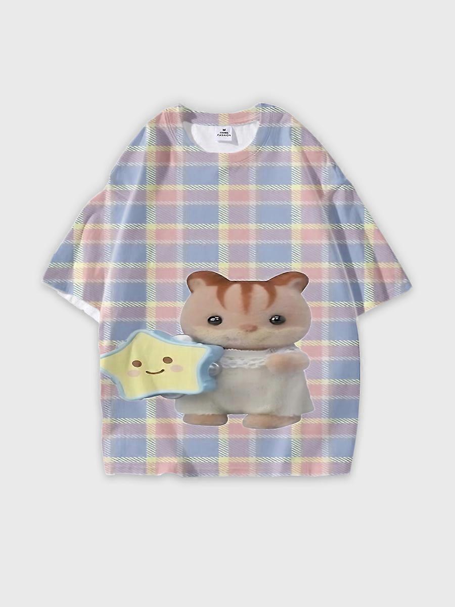 T-shirt round neck Role Pattern loose short sleeve D1895