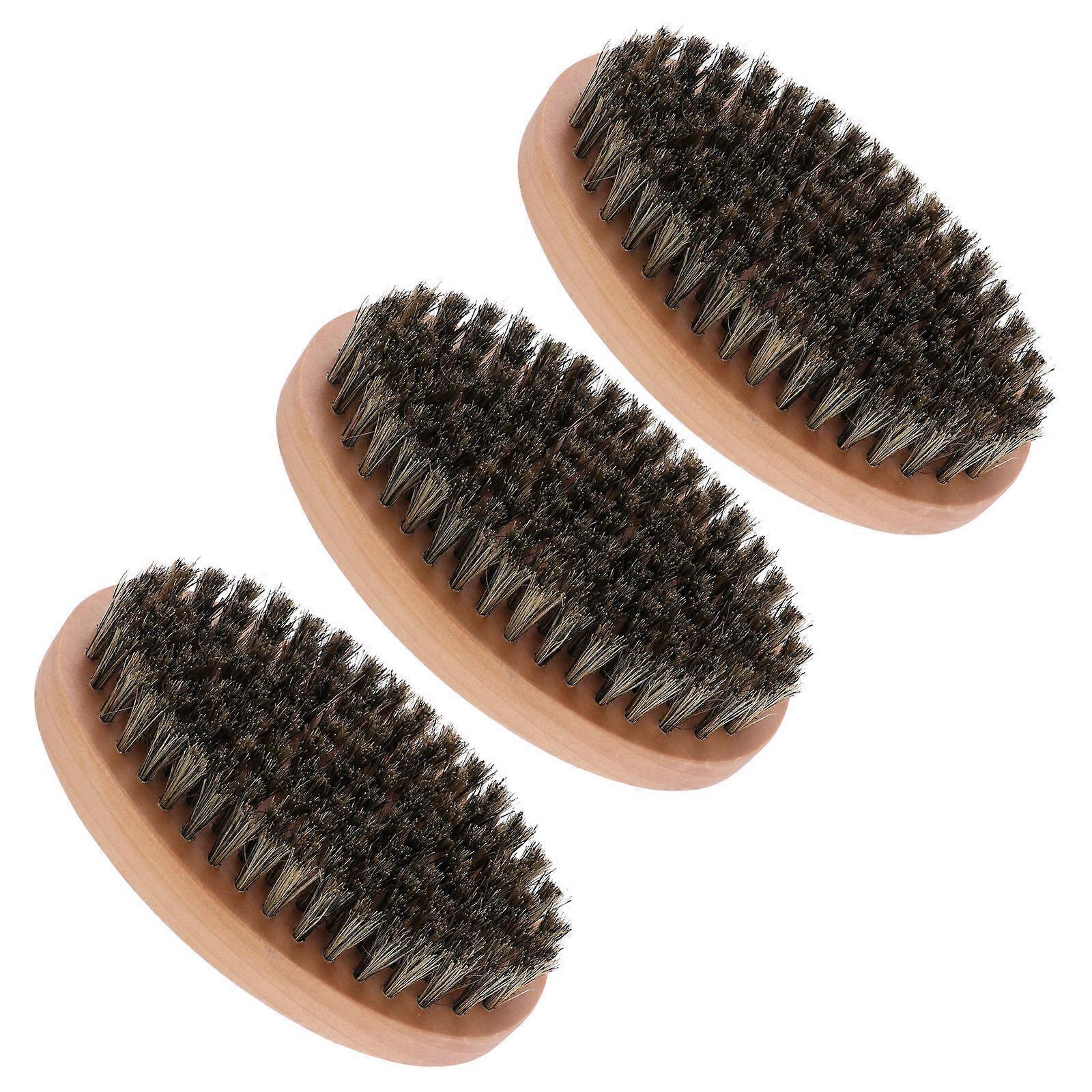 Beard Brush 3Set With Practical Wooden Handle Design For Men's Everyday Use In Assorted Color Providing Effective Shaving