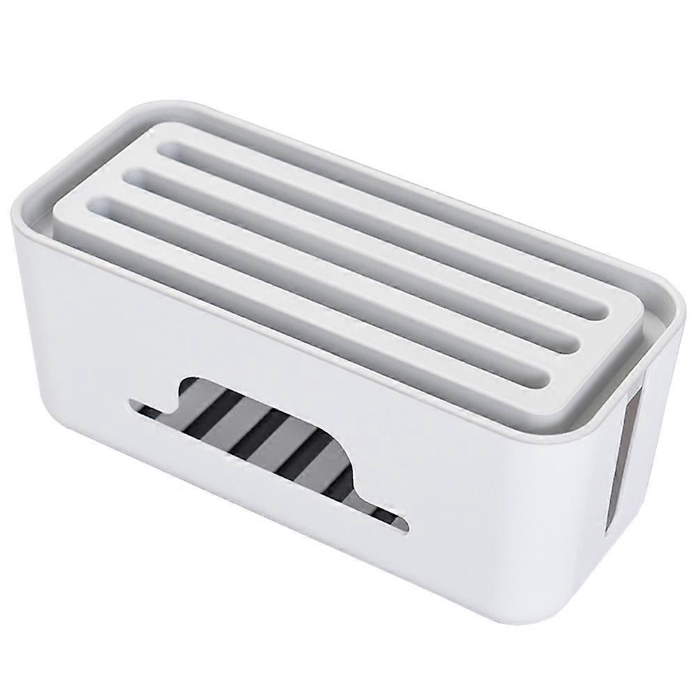 Cable Management Box for Power Strip with Large Opening Design Detachable Cover Grey ABS 1pc