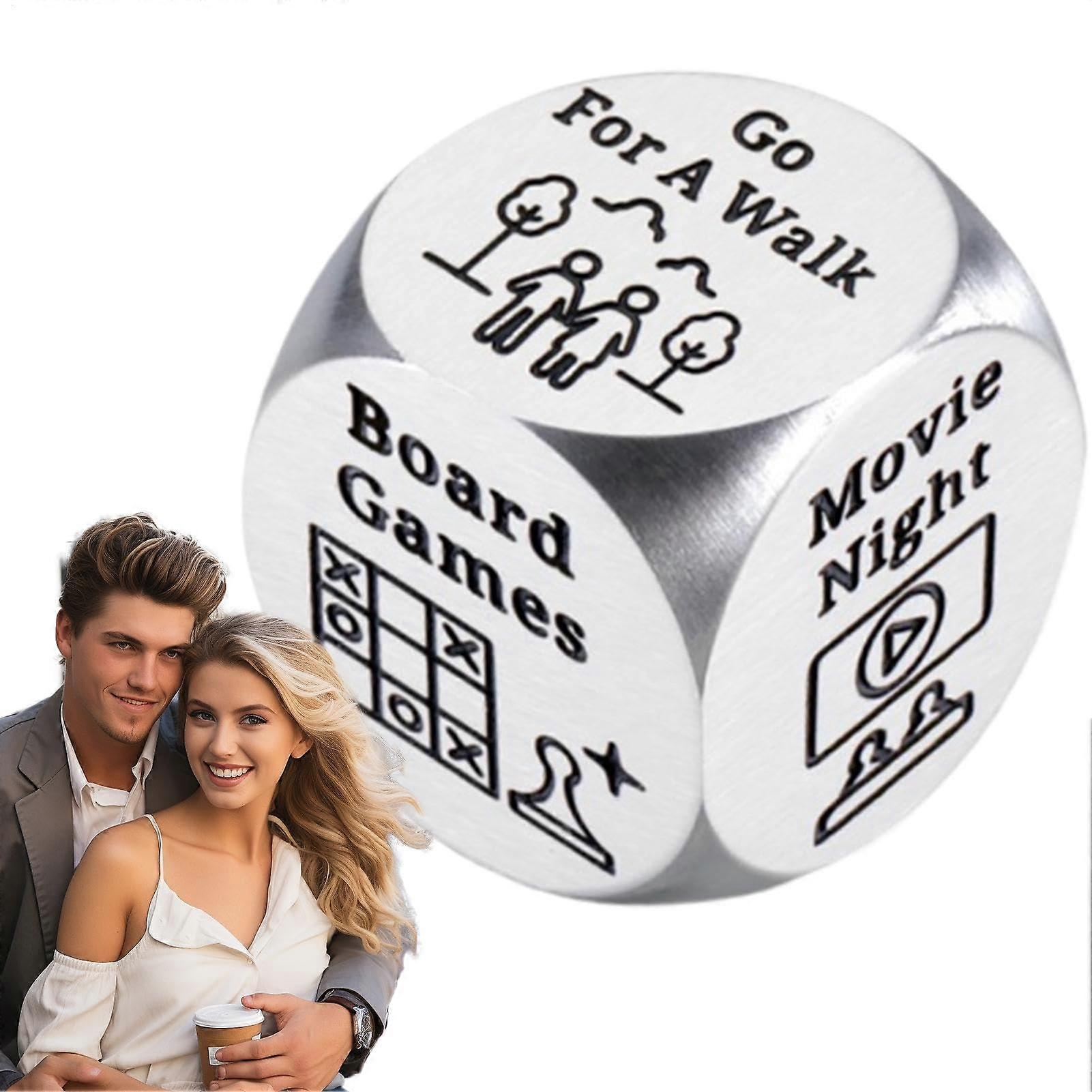 Decision Dice Set with Date Night Ideas, Steel Game Accessory for Couples, Valentine and Birthday, 1.6cm