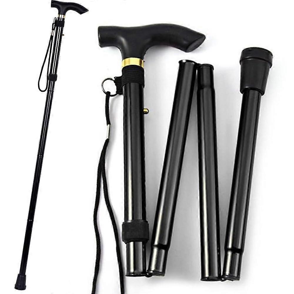 Folding Aluminium Walking Stick, Lightweight, 4 Sections, for Hiking, Camping