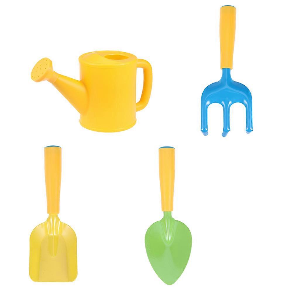 Mini Garden Tools Set for Kids with Assorted Color Plastic Rake and Watering Can Perfect for Family Gardening Fun