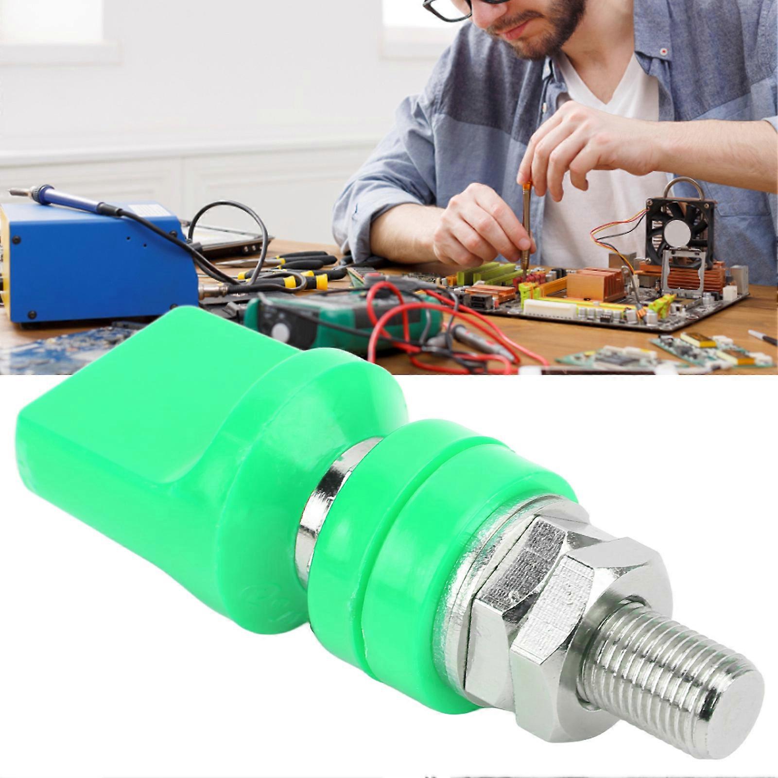 Binding Post Wire Terminal Connector M10 Thread 100A Large Current for 4mm Banana PlugGreen 