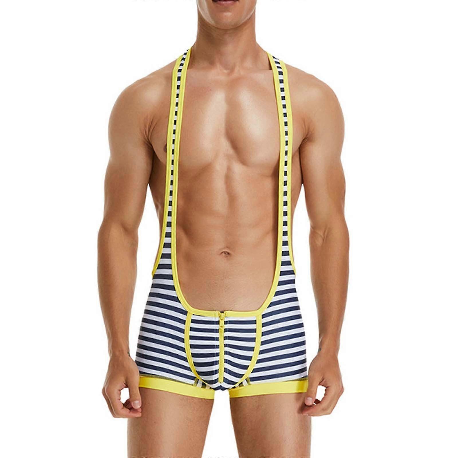 Men's Wrestling Singlets Athletic Supporters XXL Yellow Summer Gym Bodysuit Sleeveless for Training and Weightlifting