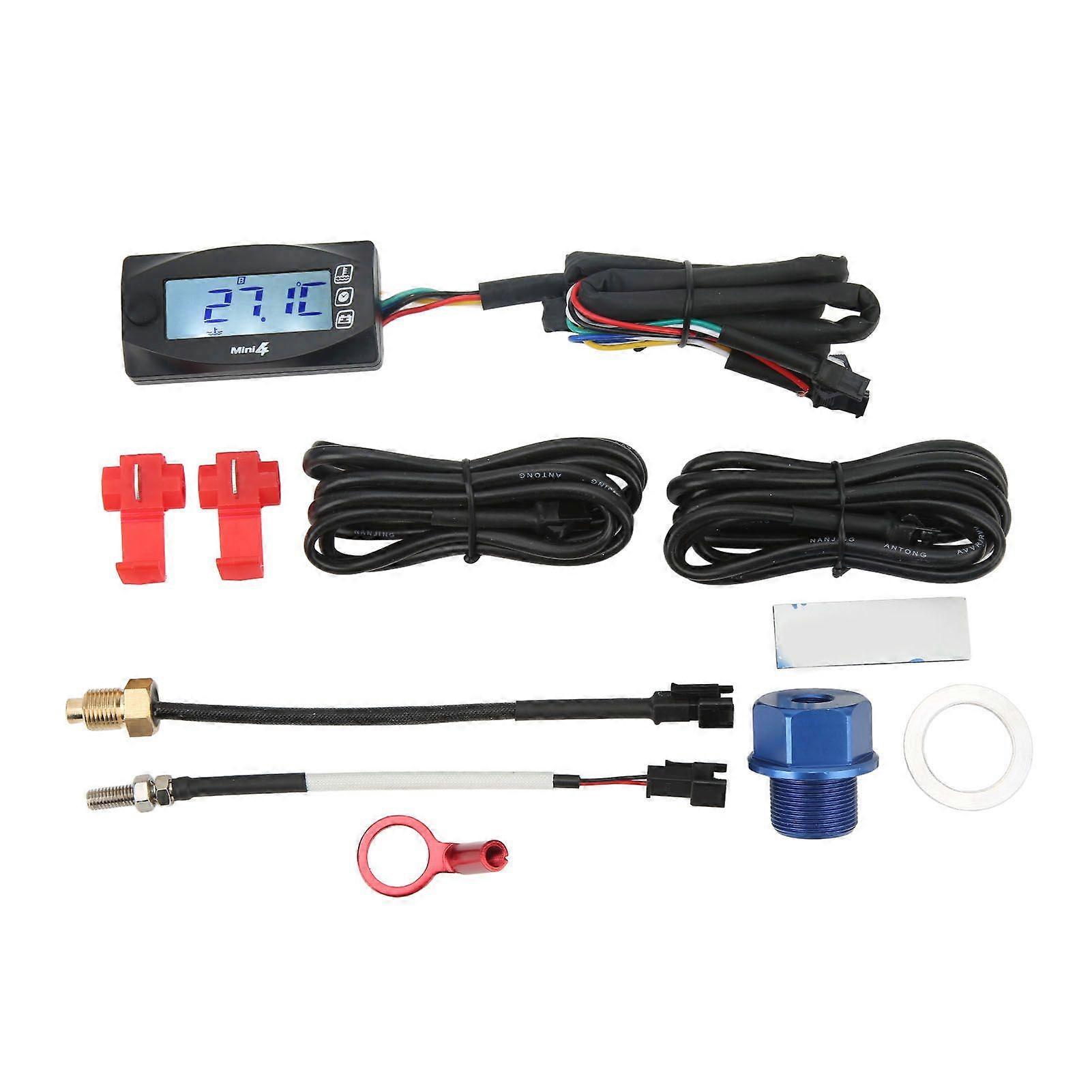 Motorcycle digital thermometer oil temperature voltage meter with 14mm spark plug