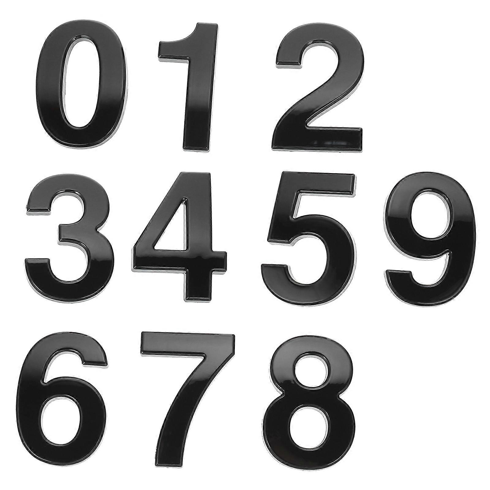 Address House Number Self Adhesive Durable Waterproof Black 1X7X10CM For Mailbox Post Numbers 10Pcs