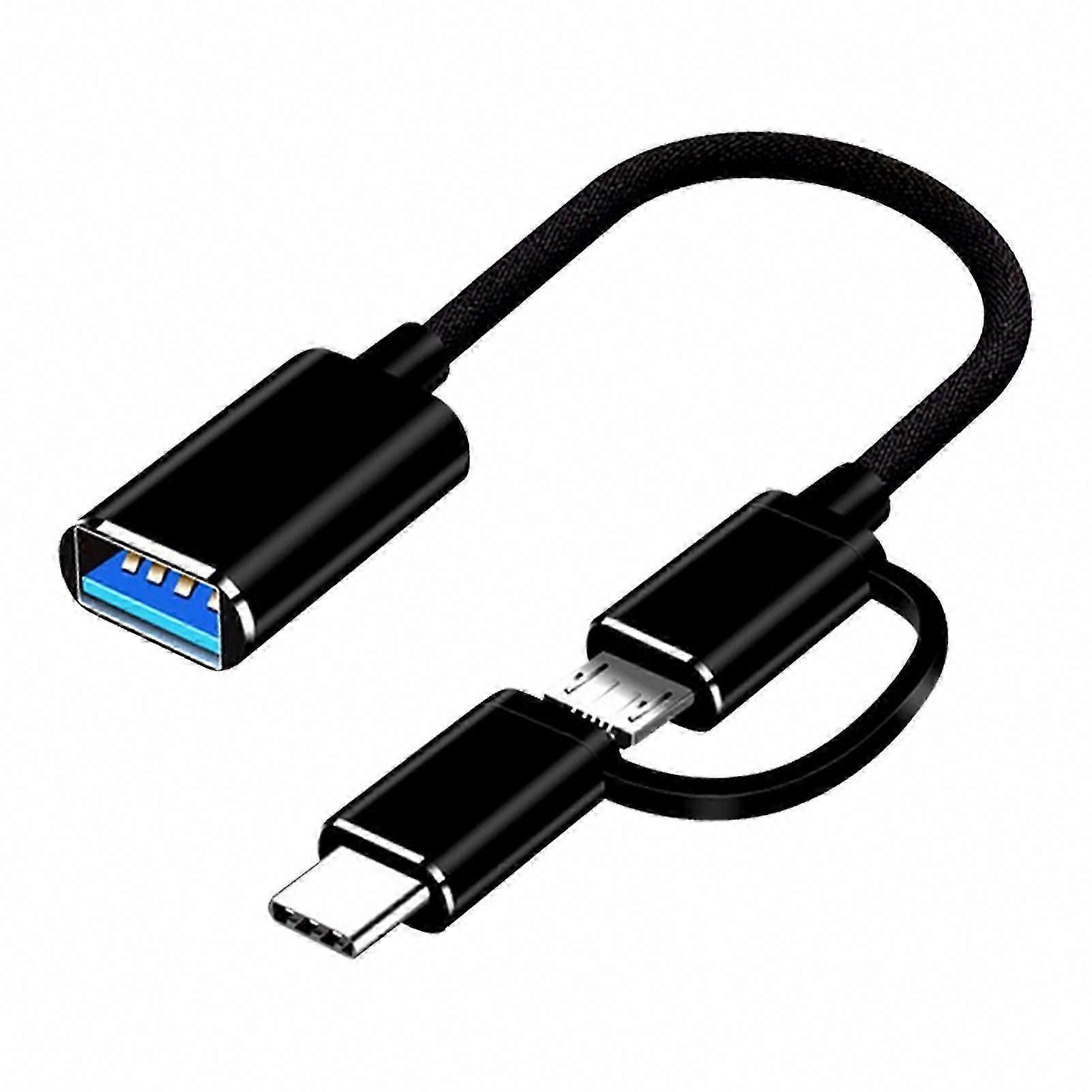 Fast OTG Adapter 2-in-1 Micro USB & Type-C to USB 3.0 Converter for Gaming & Data Transfer