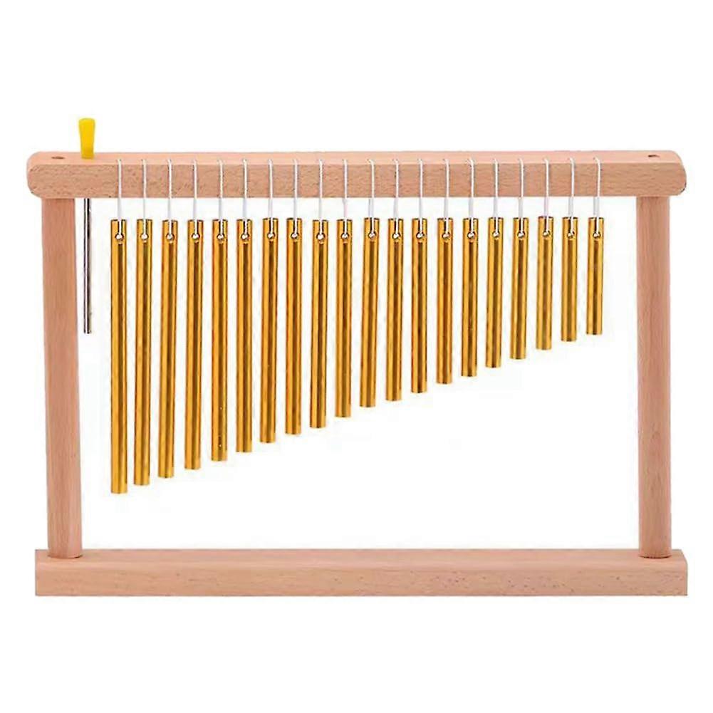 Sino de Vento de 20 tons com barras de som, Moldura de Madeira em Pé com Bastão, Decoração de Instrumento de Percussão para Jardim B
