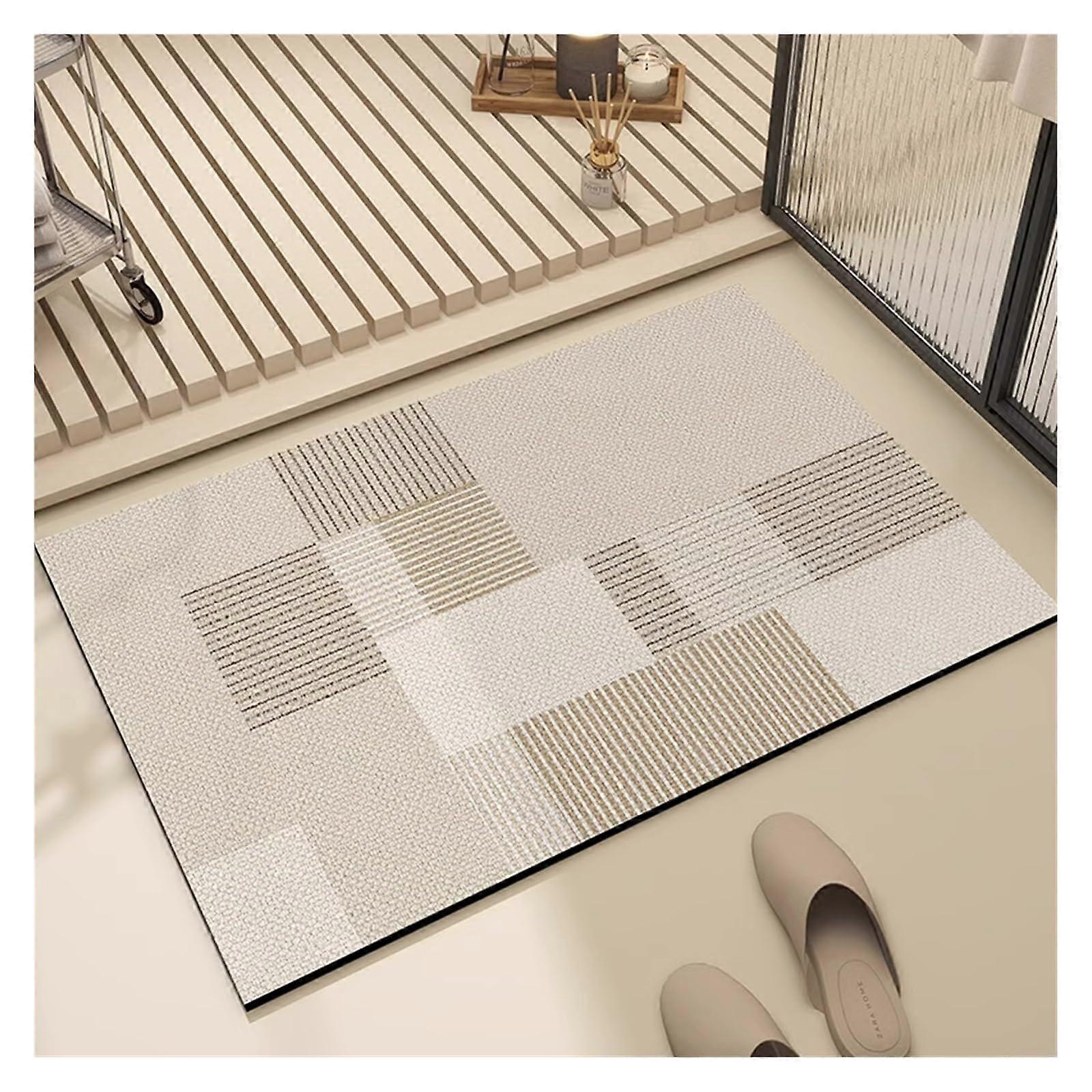 Saugfähige Badezimmermatten, Rutschfester Teppich, WC-Fußmatten, Eingangstürmatten, Teppich (Hellbeige 2,45 * 70 cm)