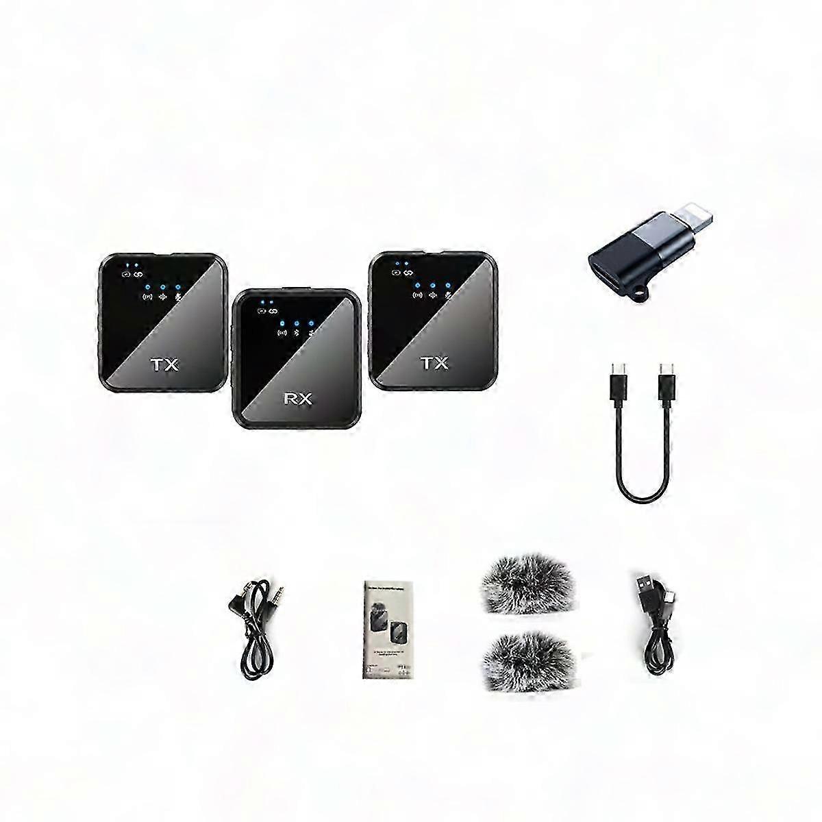 Wireless Noise Canceling Mic System Portable Clip-on Microphone for Podcast Interview Camera Recording