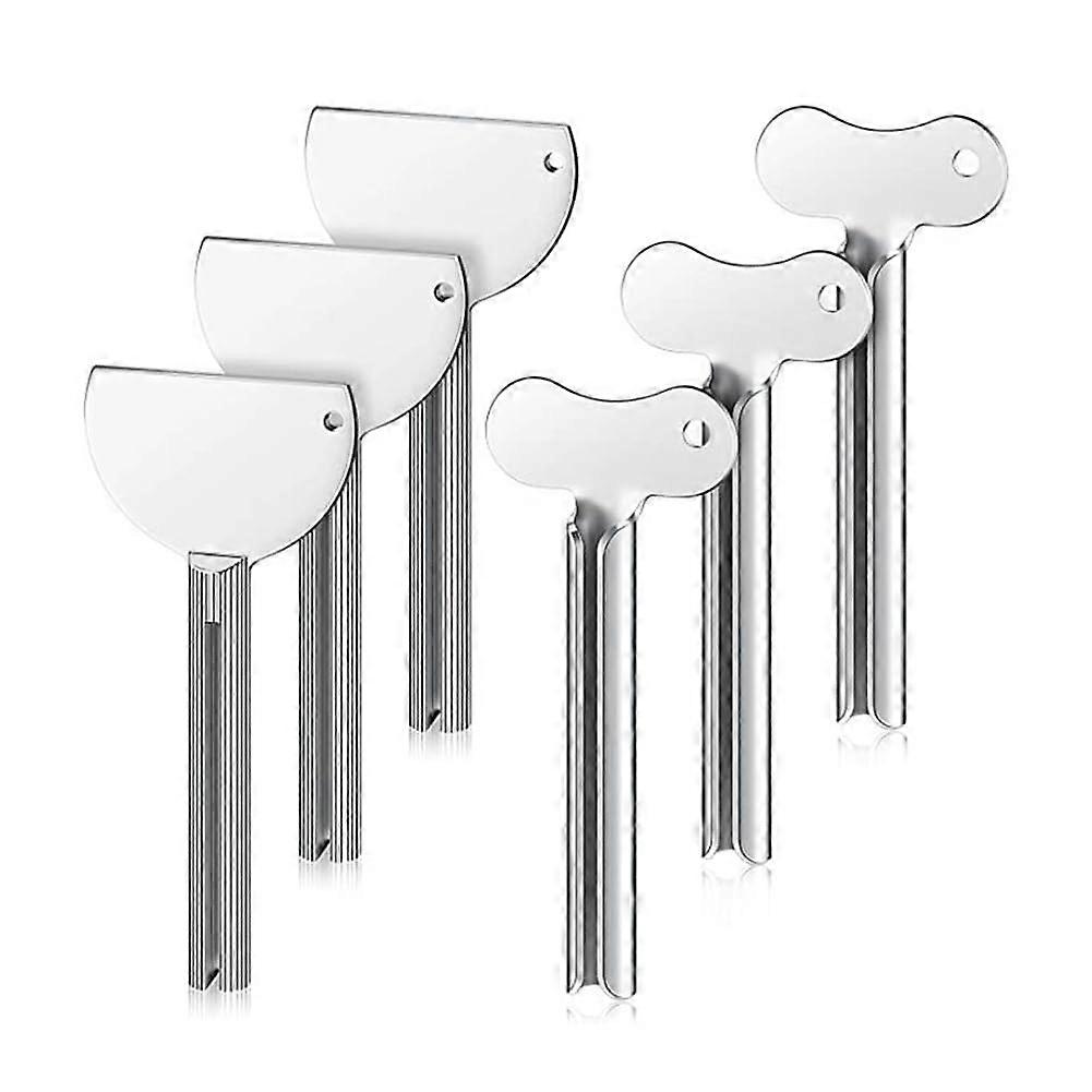 Stainless Steel Toothpaste Tube Squeezer Set of 6, Keychain Toothpaste Squeezer for Bathroom and Cosmetic Tubes