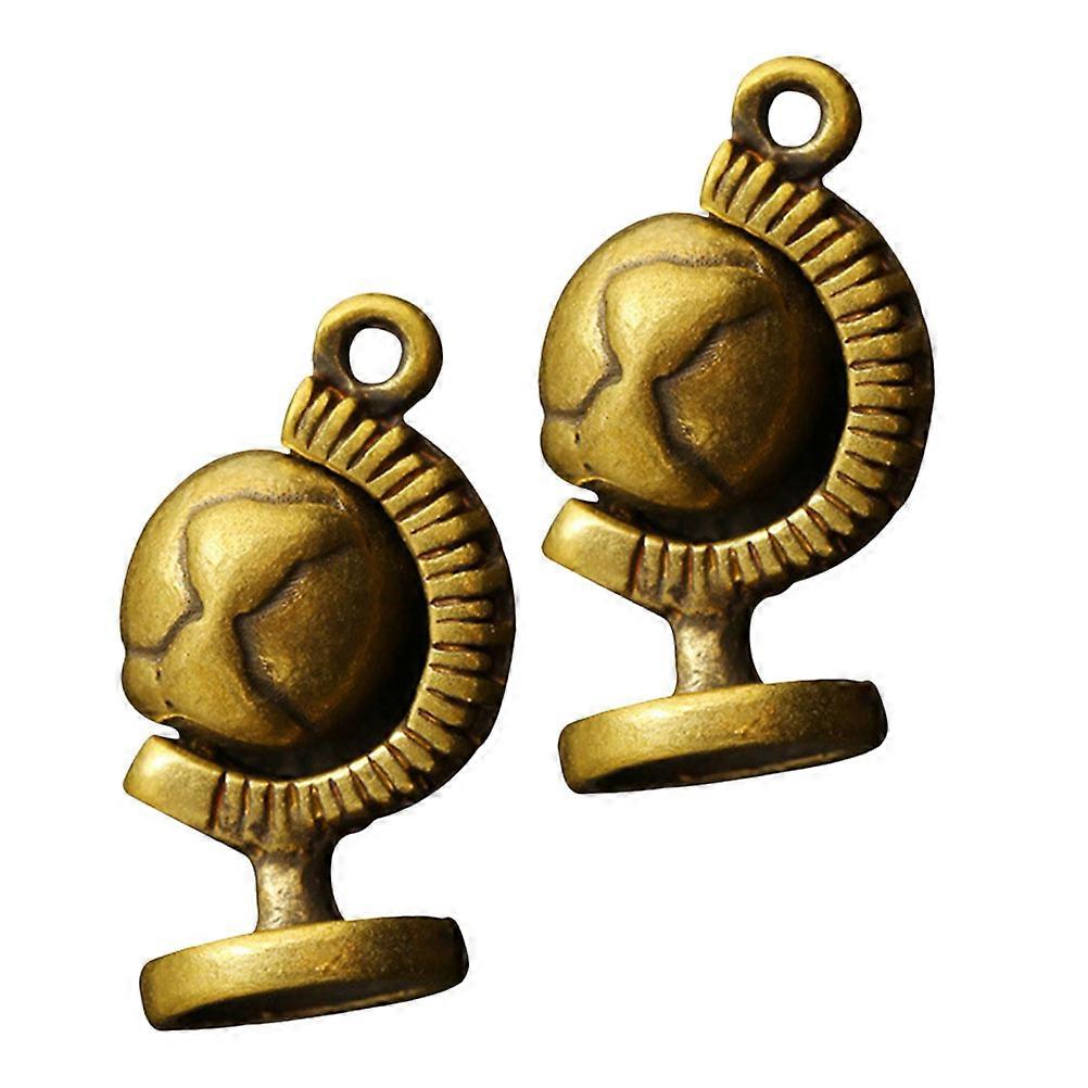 2Pcs Globe Modeling Keychain Pendant Creative Key DIY Charm Small Brass Craft