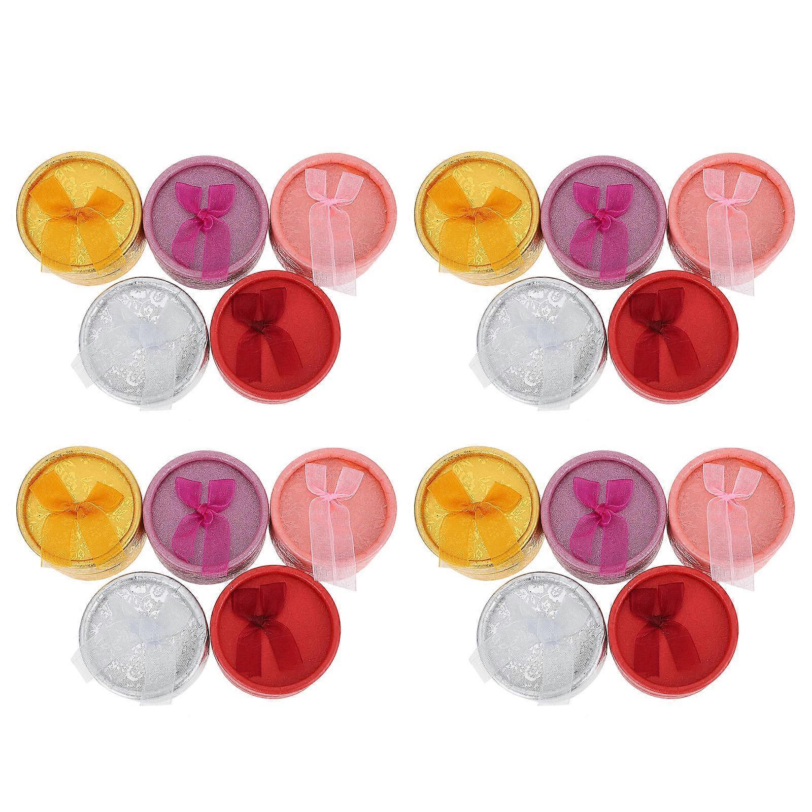 Ring Storage Box 20Pack Round Gift Packaging For Jewelry Assorted Color Classic Fashion Elements Storage