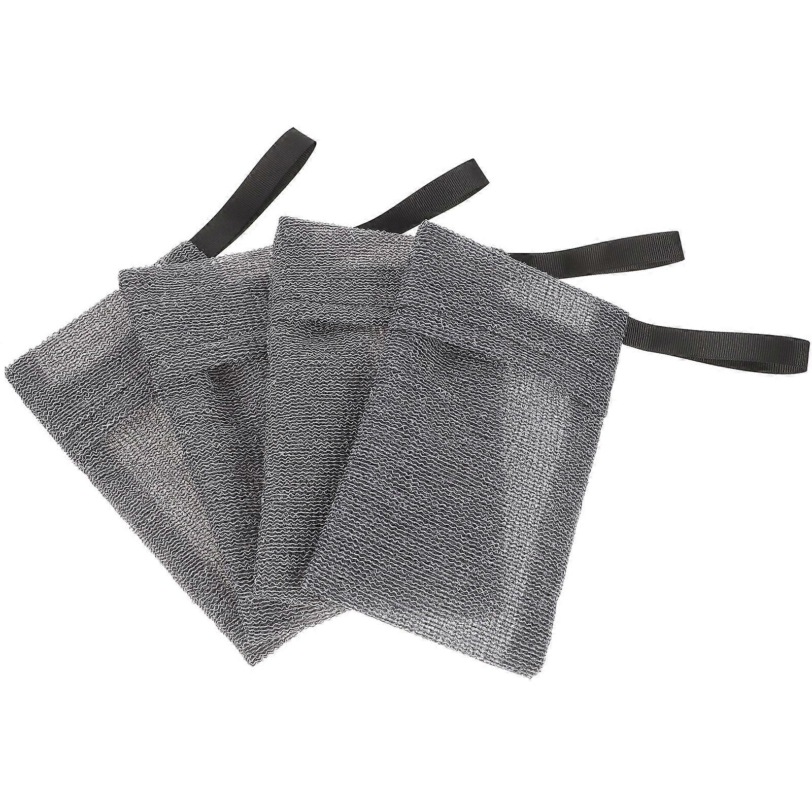 Soap Storage Bag 4Pcs Nylon Fiber Foaming Design For Bathroom Use Adults Grey Mesh Pocket