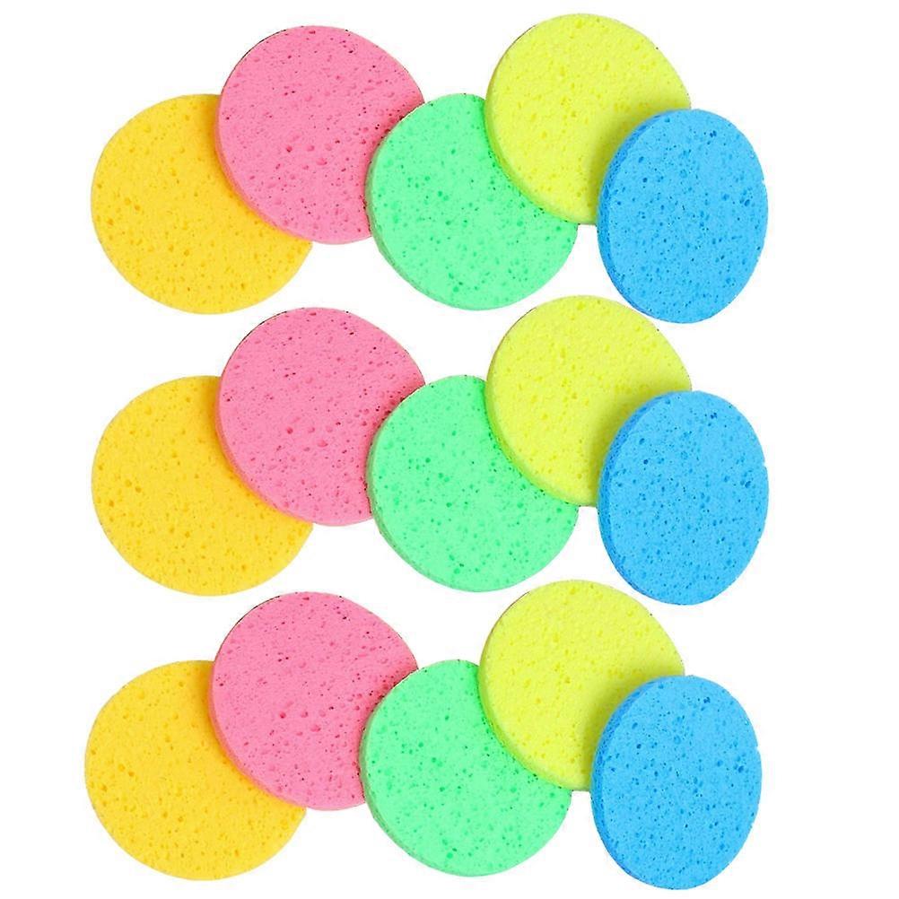 30pcs Round Makeup Removal Facial Sponges, Compressed Wood Pulp Cleansing Pads for Daily Face Washing, Skin Exfoliation & Makeup Removal for Women
