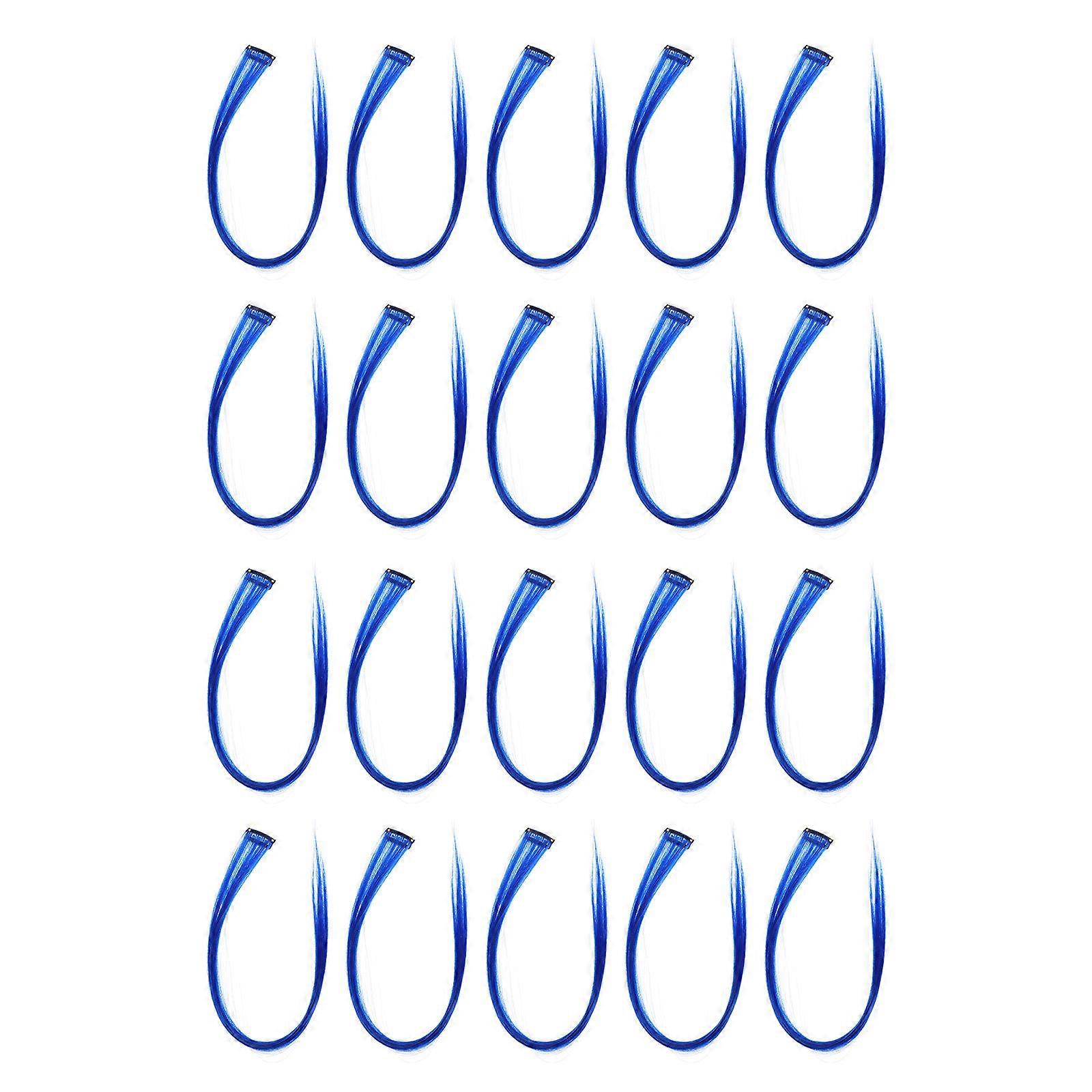 Blue Silk Hair Extensions with Design for Women Easy to Use at Home or Special Occasions 20 pcs