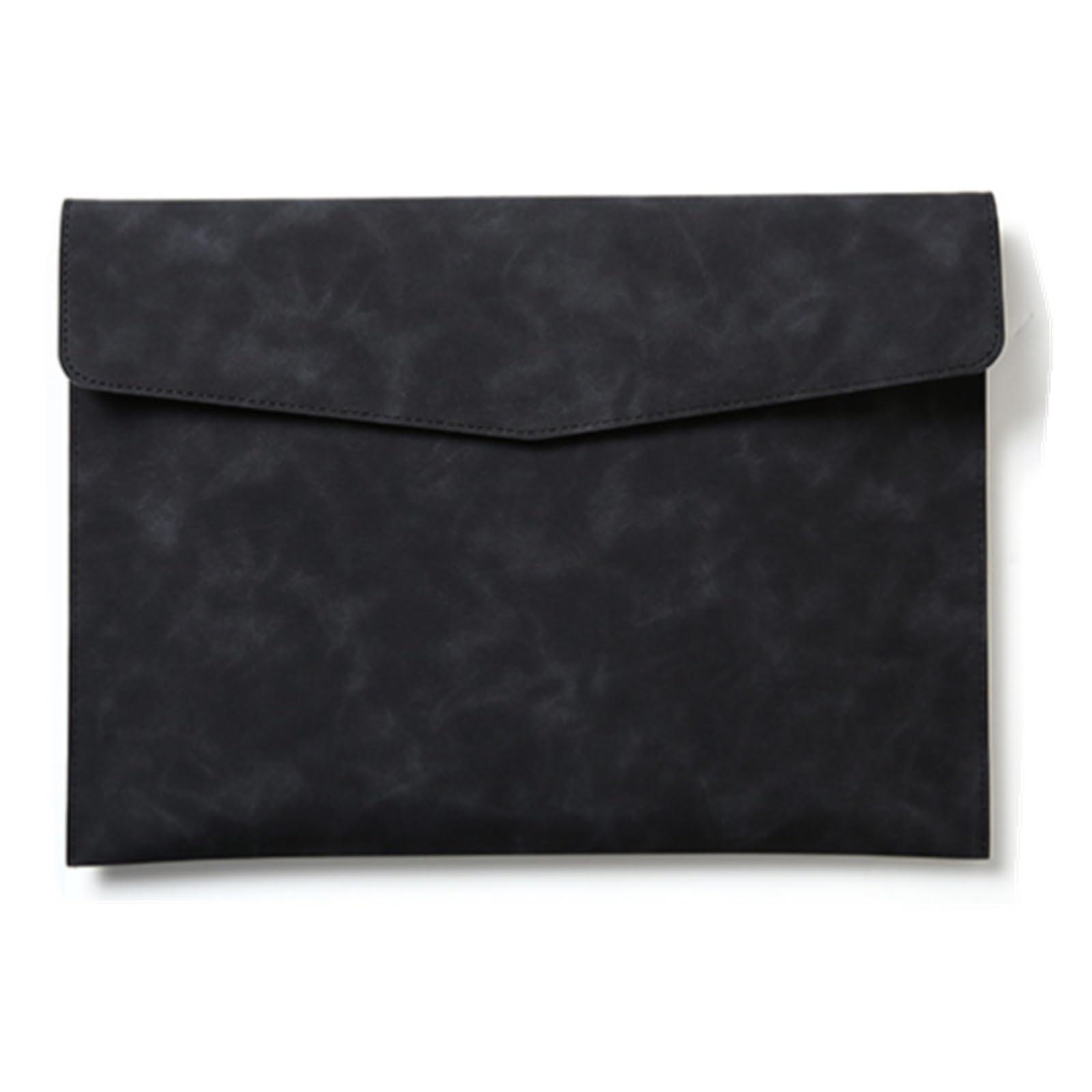 PU Leather Document Bag A4 Size Waterproof With Snap Button Closure 33x24cm Black