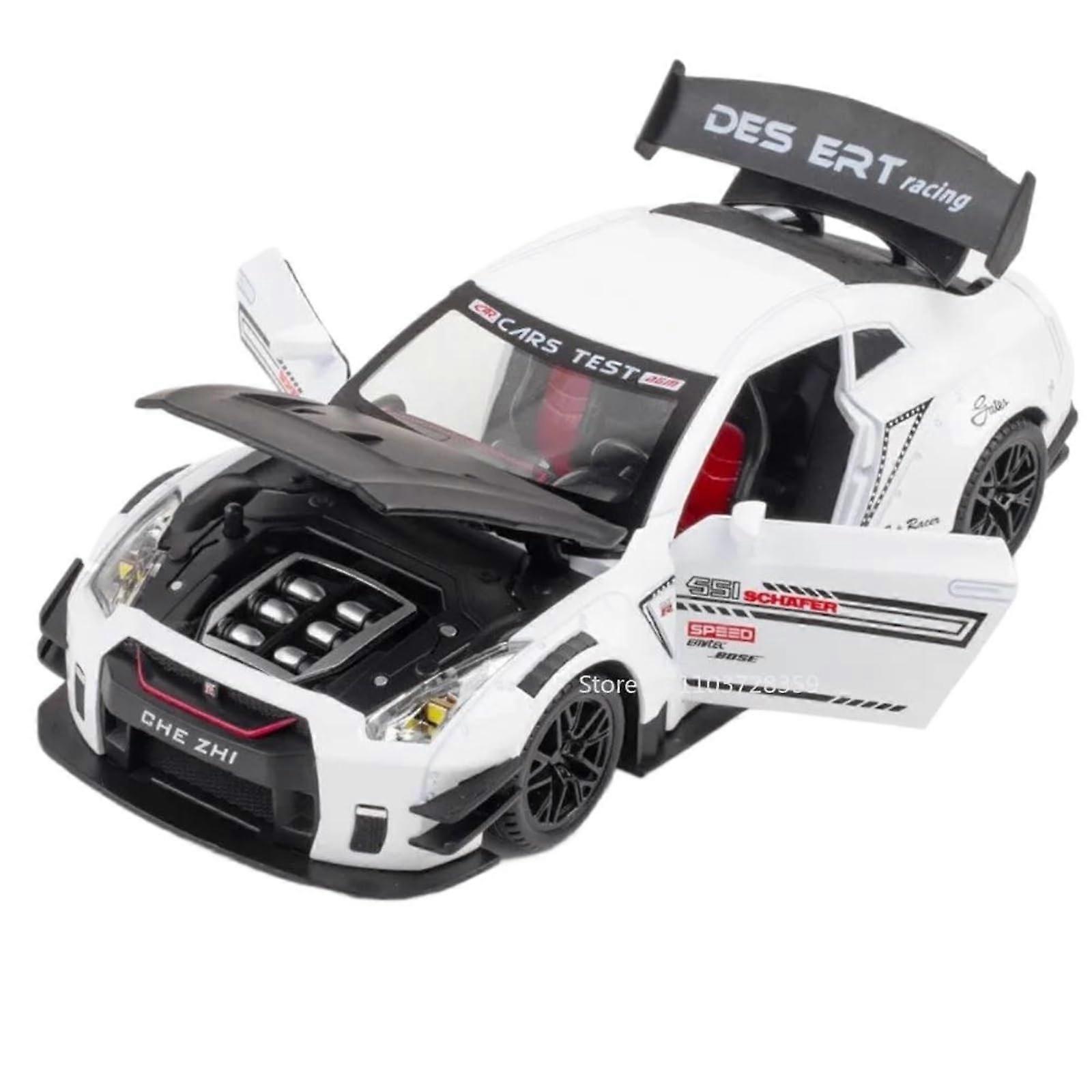 GT-R50 GT-R Model Car 1:24 Scale Die-Cast Alloy Pull Back Sports Car with Sound and Light Features in White