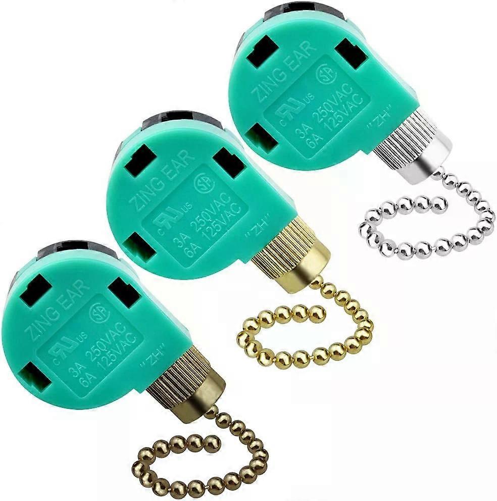 Ceiling Fan Switch, 3 Pcs 3 Speed 4 Wire Pull Chain Switch Control OFF/High/Medium/Low