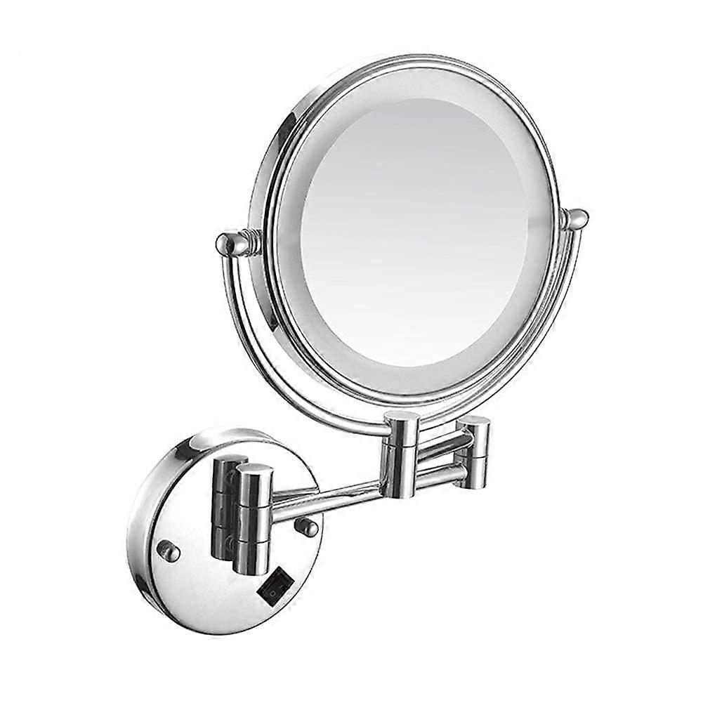 Wall Mounted Makeup Mirror, 8Inch TwoSided Extension with Magnification, 360 Swivel (Bright Silver) Ref: 4834