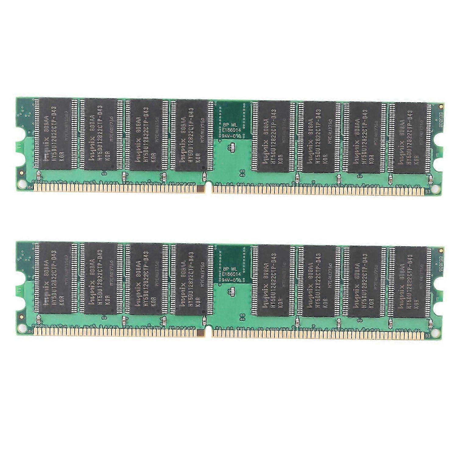 2x 1gb ddr1 pc3200 400mhz 184-pin non-ecc desktop memory module