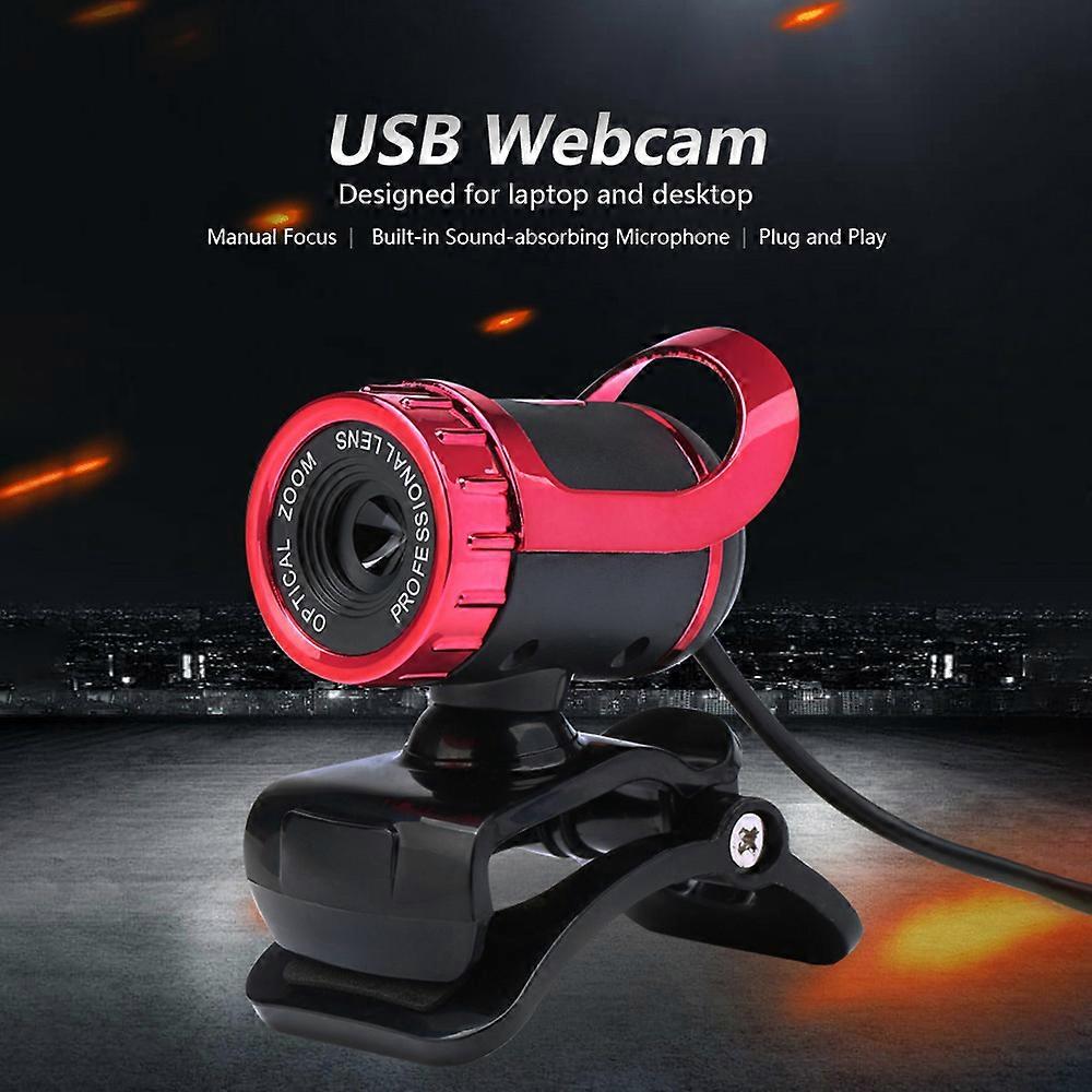 Desktop Webcam USB 2.0 Web Cam Laptop camera Built-in Sound-absorbing Microphone Video Call Webcam for PC Laptop Red