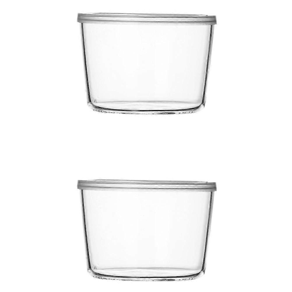 Transparent Dessert Bowl Household Items Soup Storage Pe Glass Round Anti-Slip 2Pcs